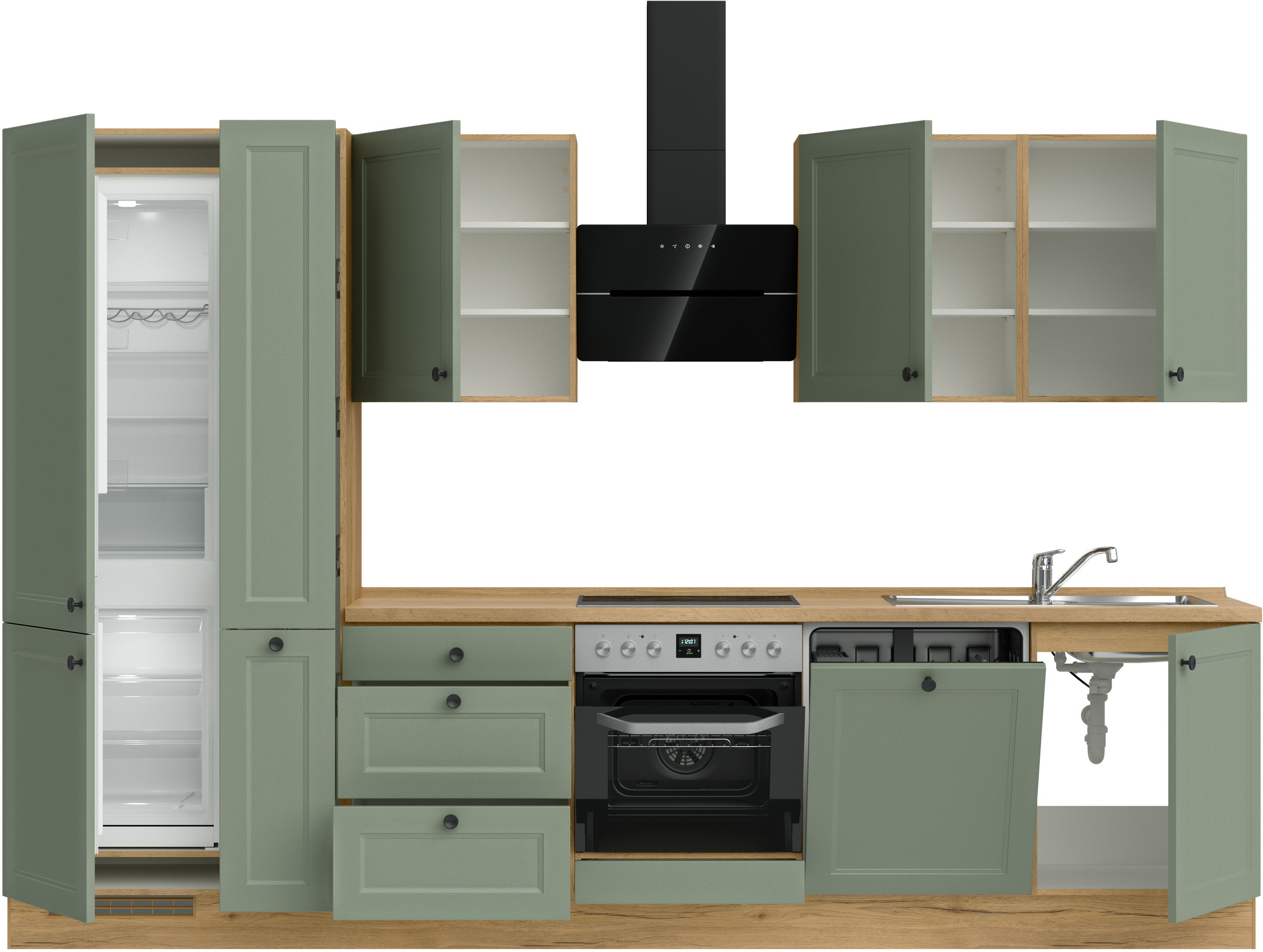 nobilia® Küchenzeile »"Cascada II"«, vormontiert, Breite 330 cm, Ausrichtung wählbar, wahlw. mit E-Geräten