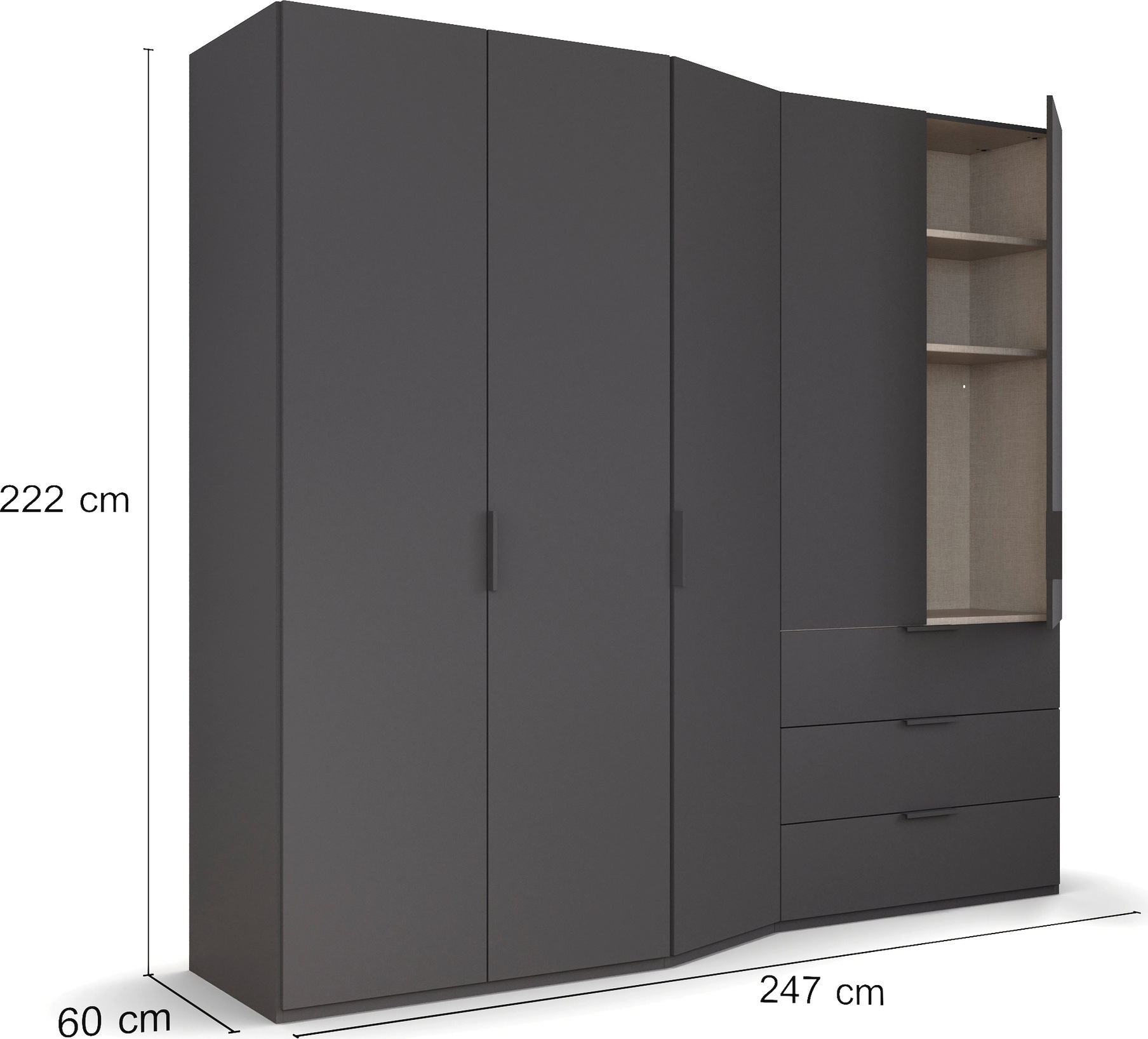 rauch Drehtürenschrank »Kleiderschrank Schrank Garderobe Wäscheschrank WAVE«, in 2 unterschiedlichen Tiefen, mit Soft-Close Funktion MADE IN GERMANY