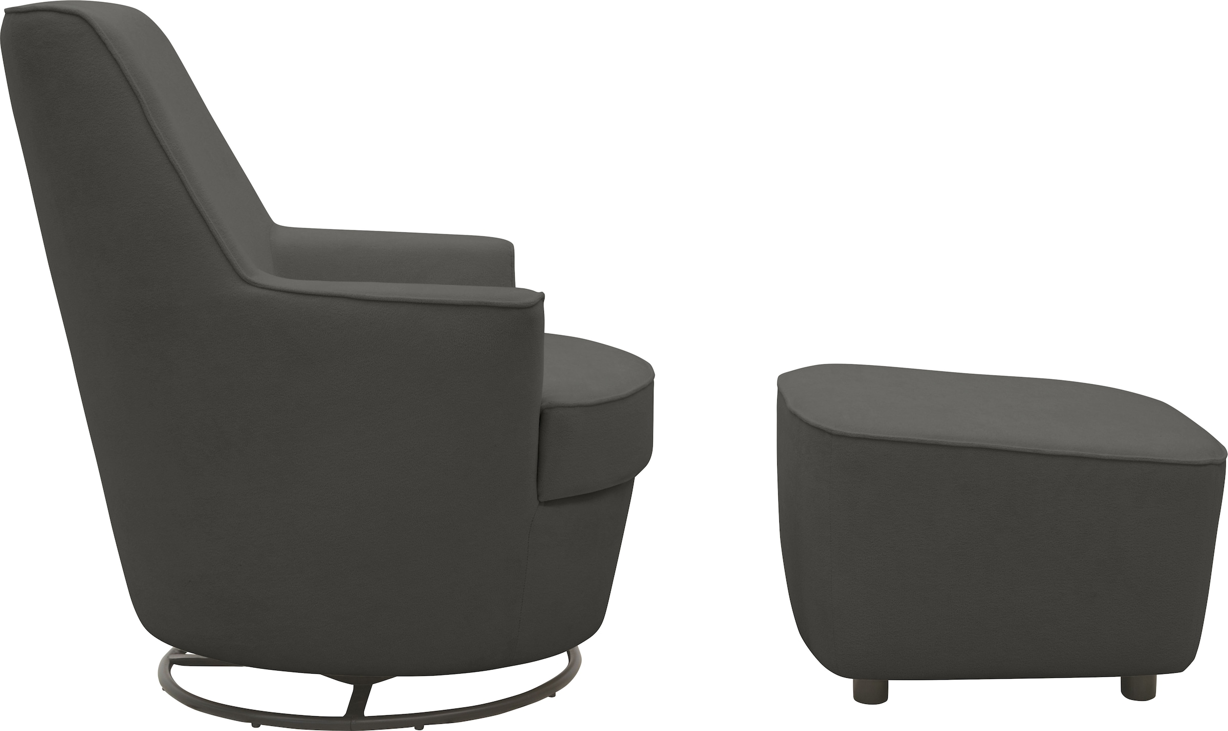 INOSIGN Drehsessel »HETTY, Drehsessel mit Wippfunktion und Hocker; Lesesessel, Armsessel«, (Set, 2 St.), mit Dreh/Wippfunktion, mit Federkern, in Cord und Microfaser