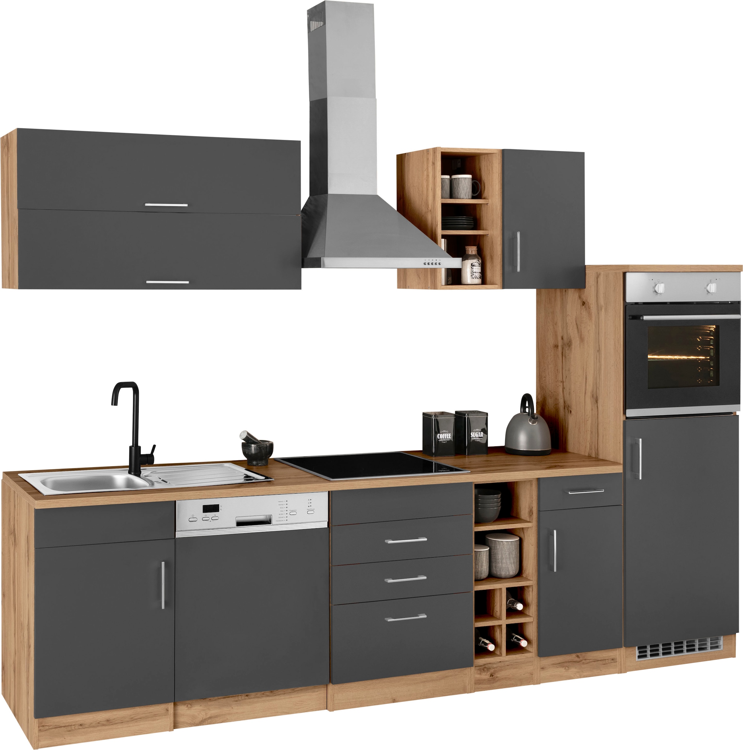 KOCHSTATION Küchenzeile »KS-Colmar«, mit E-Geräten, Breite 300 cm