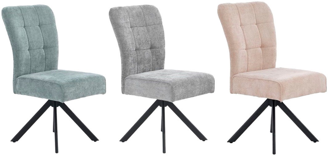 Jockenhöfer Gruppe Drehstuhl »Becky (Set, 4 St.)«, (Set), 4 St., Chenille, Inklusive Drehfunktion (360°), Taschenfederkern, Chenille