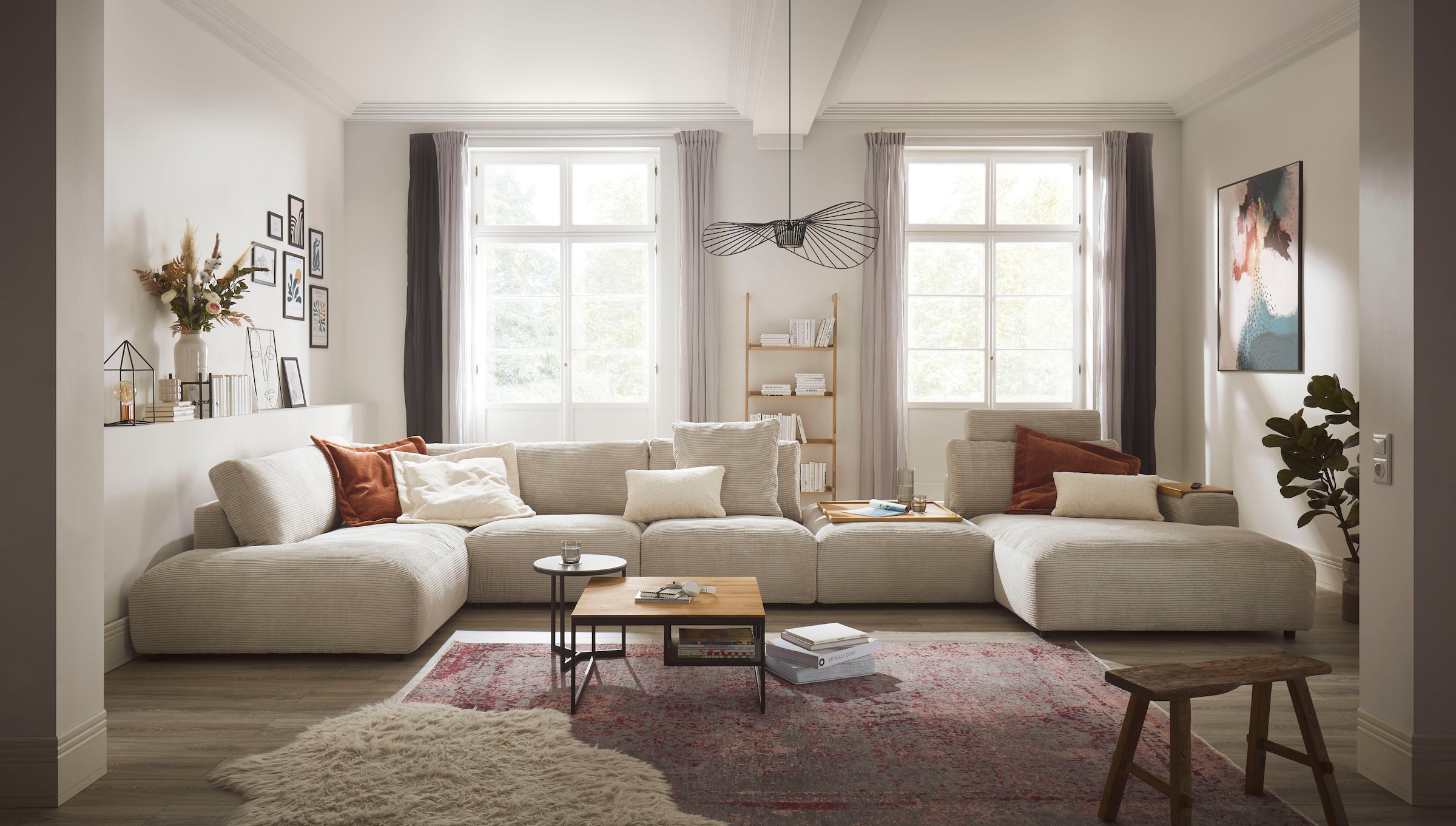 Musterring Wohnlandschaft »Lucia U-Form«, Cord-Bezug, inklusive Kopfstütze, Gesamtbreite 524 cm