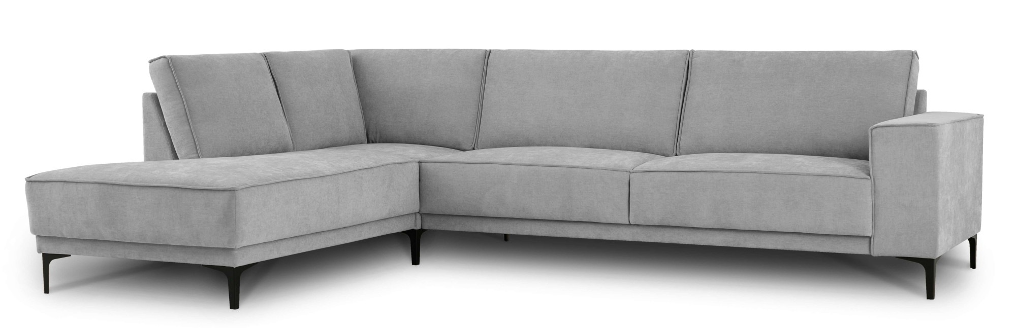 Places of Style Ecksofa »Polsterecke Oland, Struktur, Flachgewebe, Luxus-Microfaser, Boucle«, L-Form, 289 cm, Wellenunterfederung, Skandi-Design, Metallfüße