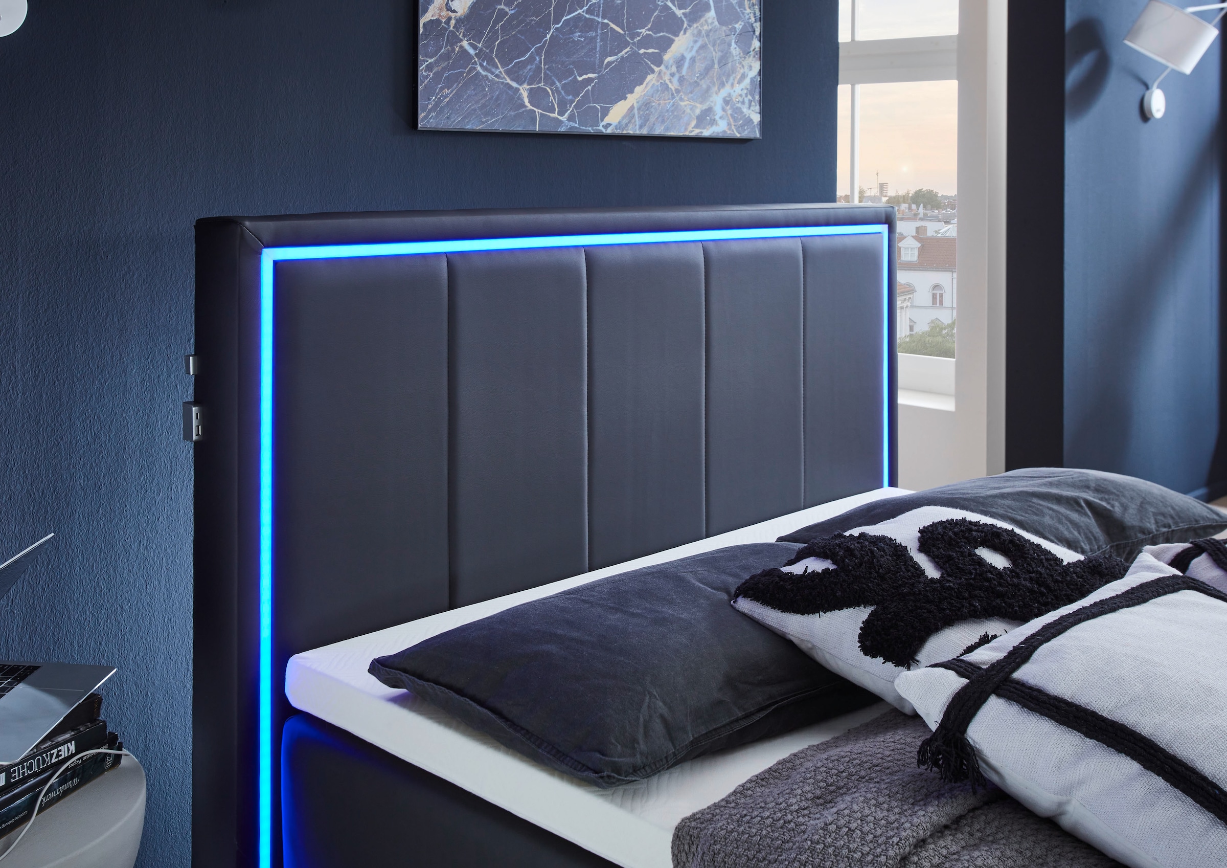 meise.möbel Boxspringbett »Colorado II«, inkl. LED-Beleuchtung & Topper