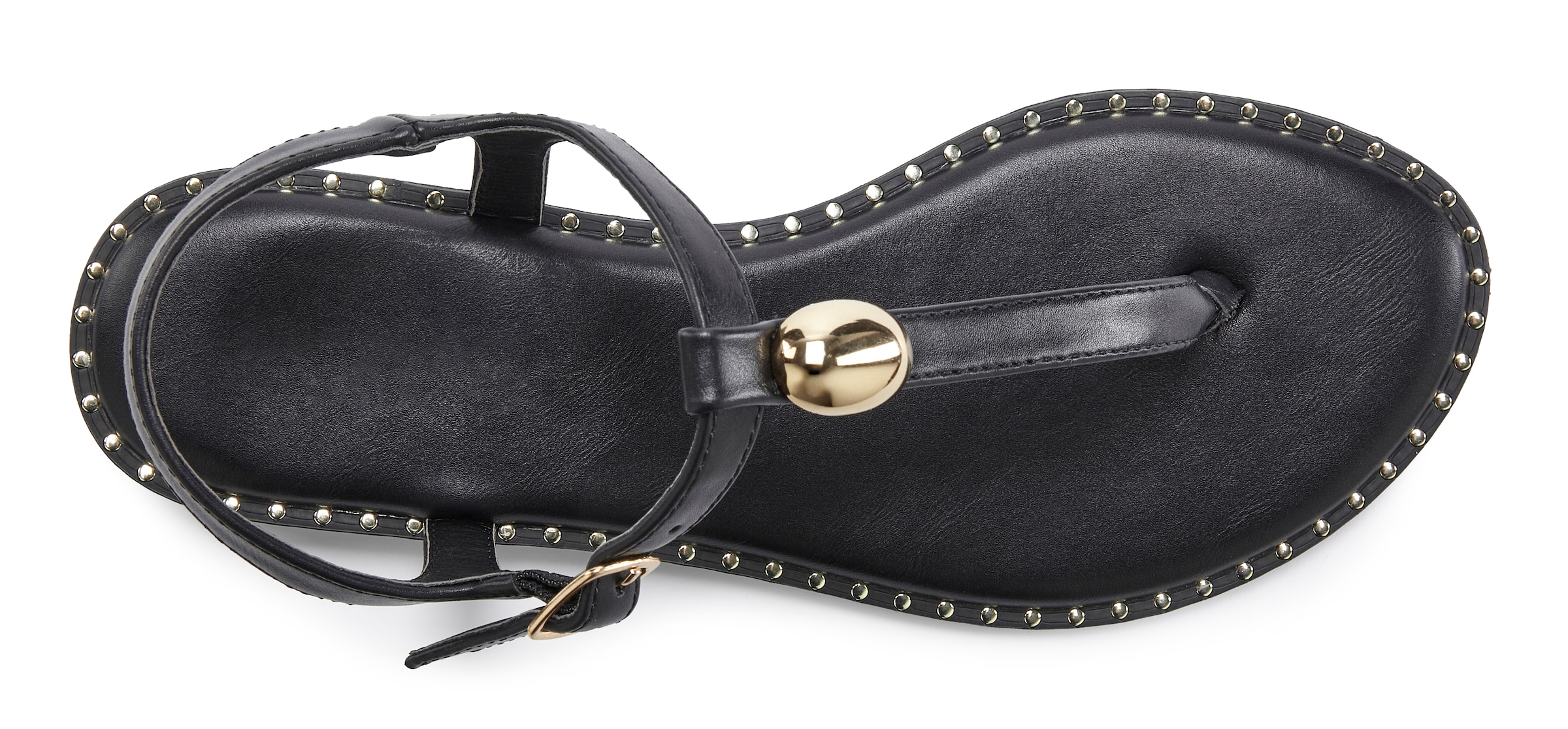 French Connection Sandale »Zehentrenner, offener Schuh, Sommerschuhe«  mit goldfarbenen Verzierungen VEGAN
