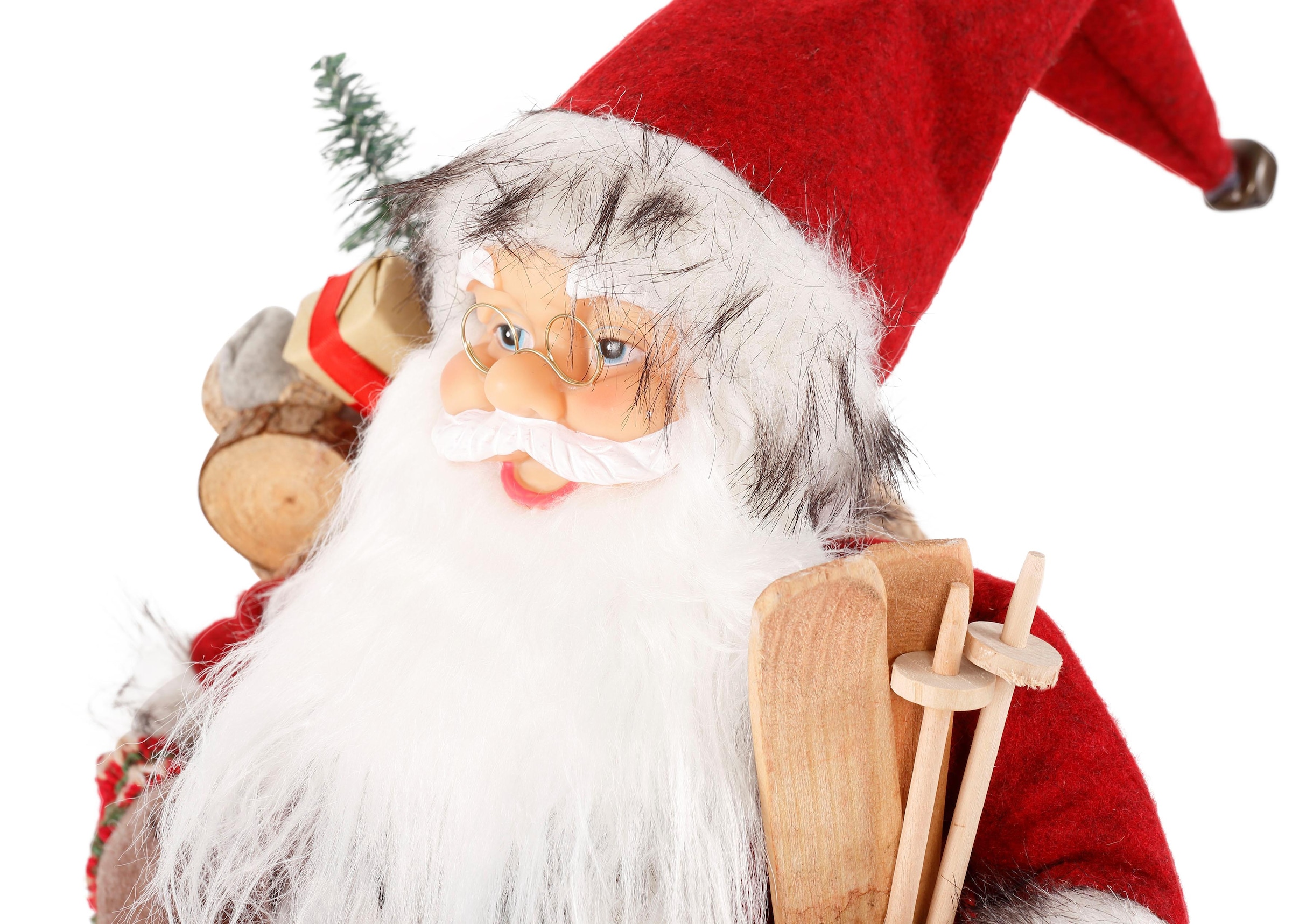 unter kaufen »Santa Weihnachtsmann Arm Geschenken«, mit HOSSNER Dekofigur, dem Weihnachtsdeko, Skiern HOMECOLLECTION Weihnachtsfigur und online -
