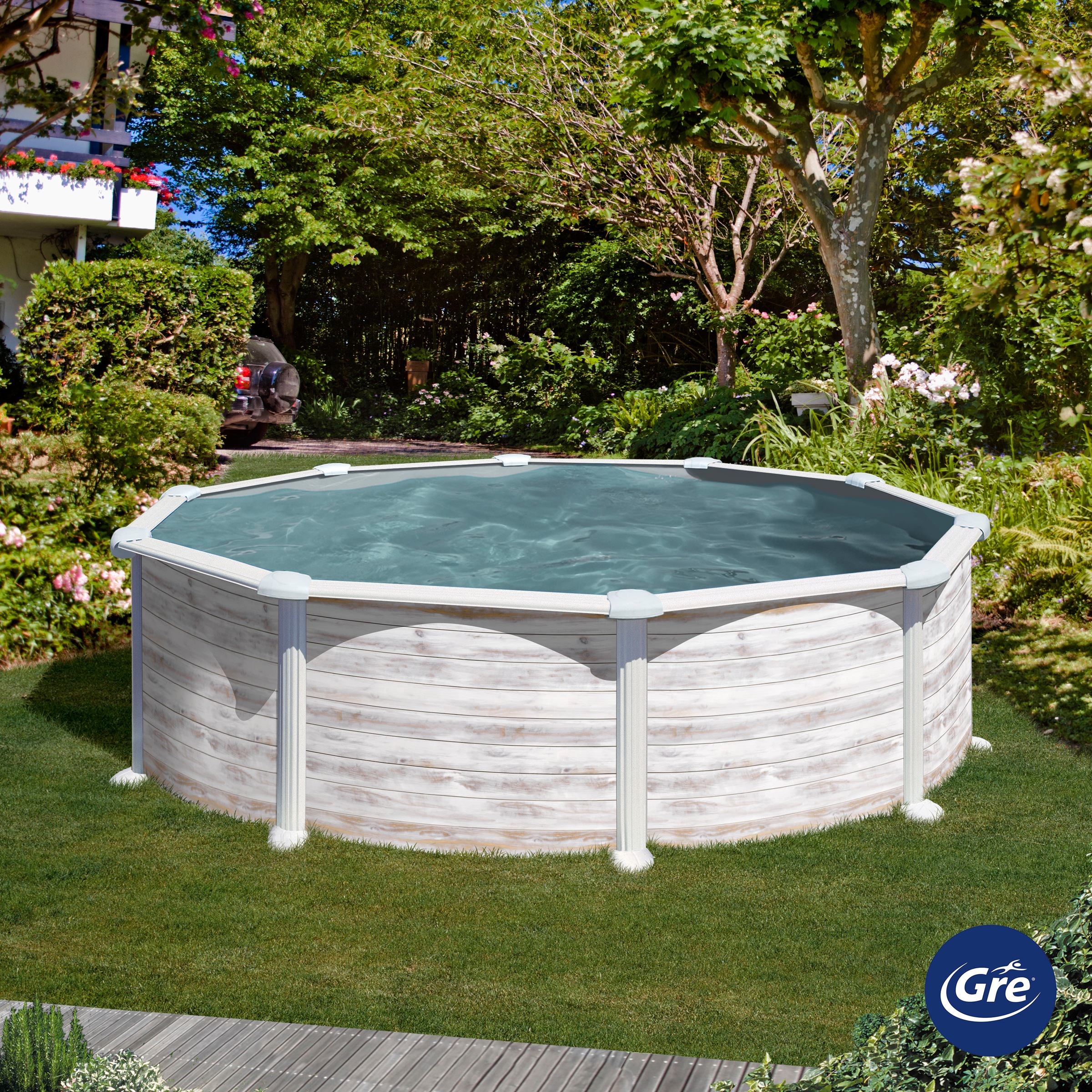 Gre Rundpool »Groenlandia inkl. Zubehör«, (Set, 5 tlg.), Höhe: 132 cm, in versch. Größen erhältlich