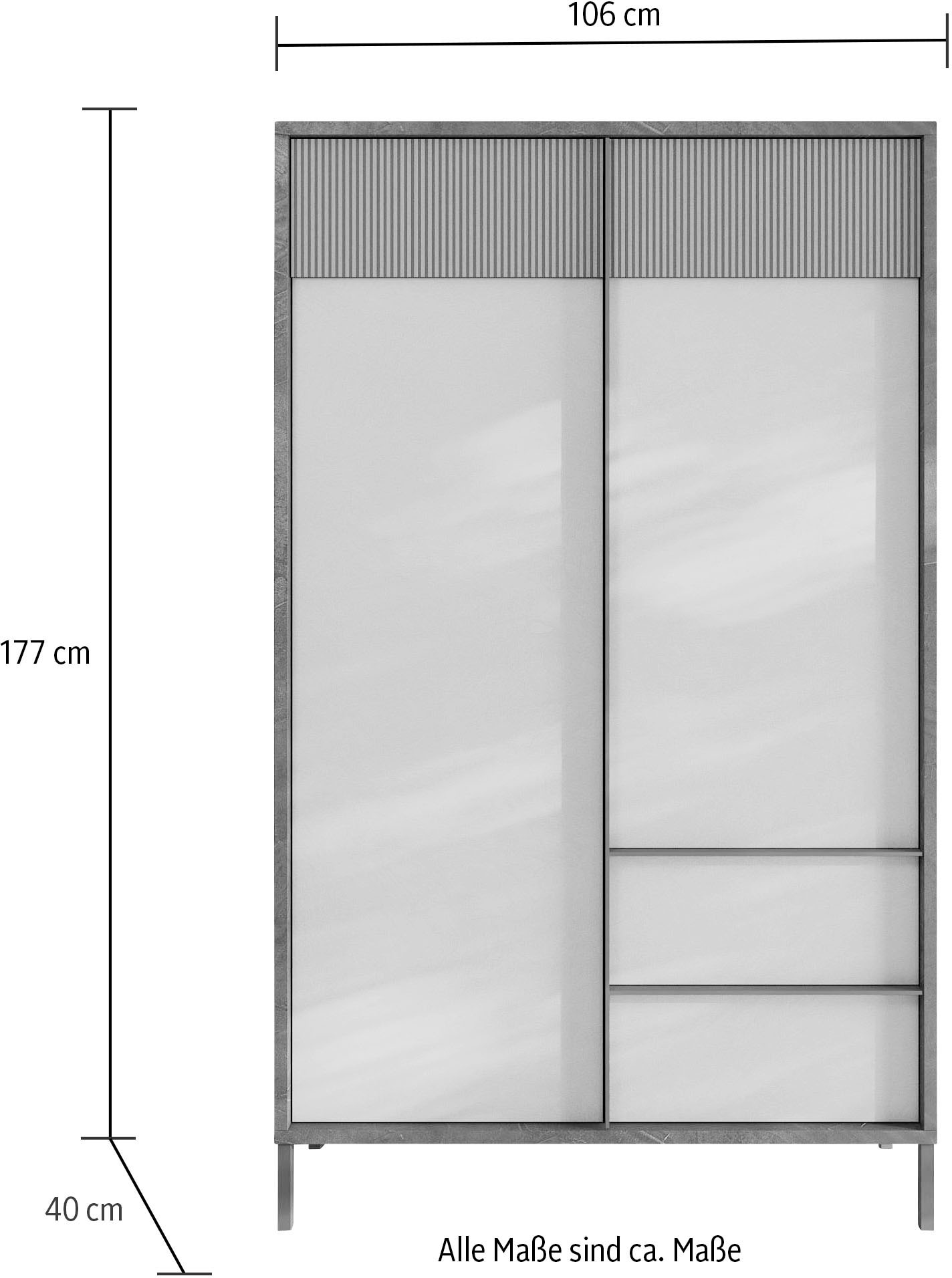 INOSIGN Highboard »Everest Höhe 177 cm, Kommode mit 2 Türen u. 2 Schubkästen«, Sideboard, Schrank, Soft/Self Closing, Korpus 22 mm
