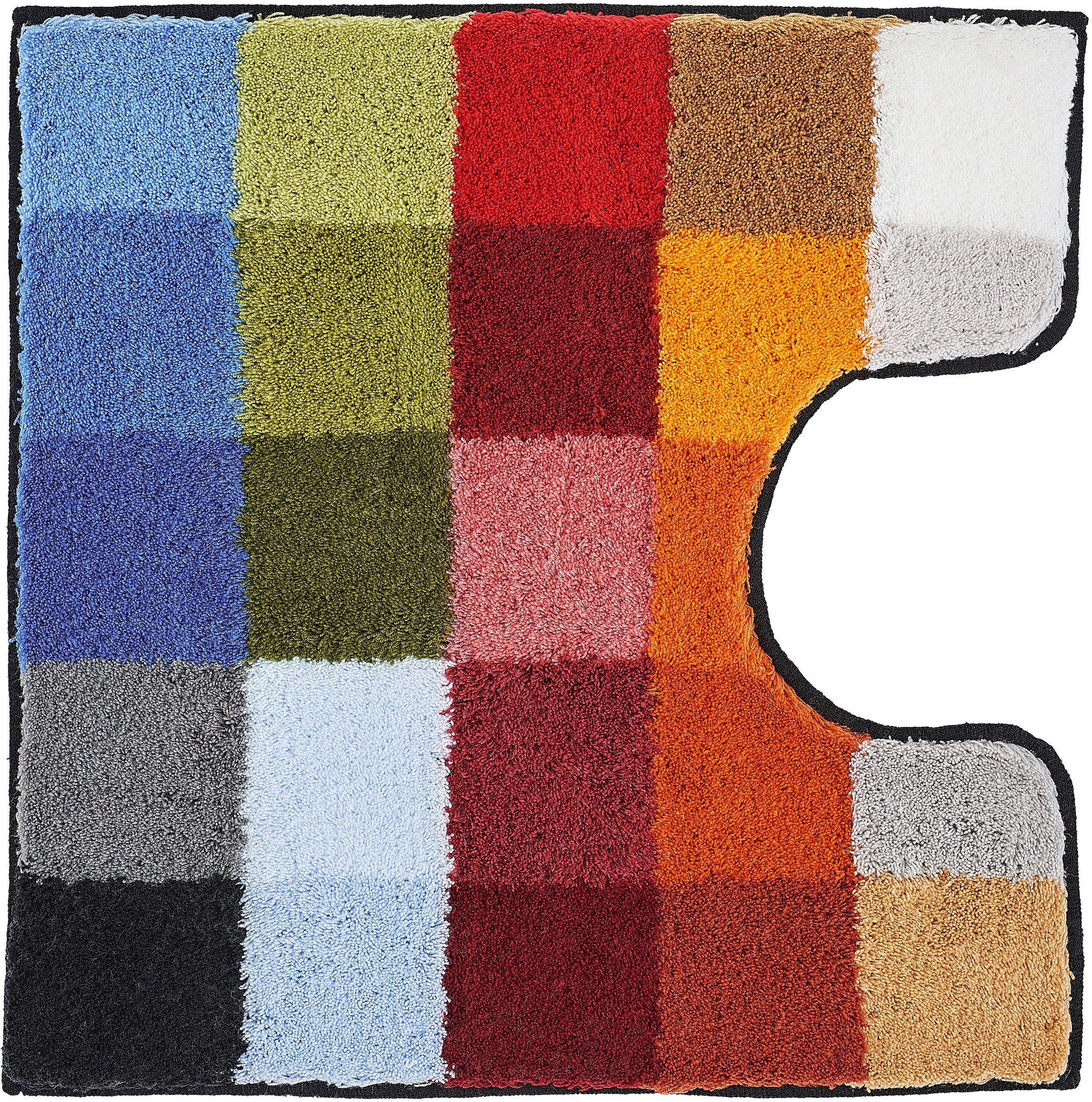 Kleine Wolke Badematte »Cubetto«, rutschhemmend beschichtet, fußbodenheizungsgeeignet, Badteppich, modernes Karo Muster, rechteckig & rund erhältlich