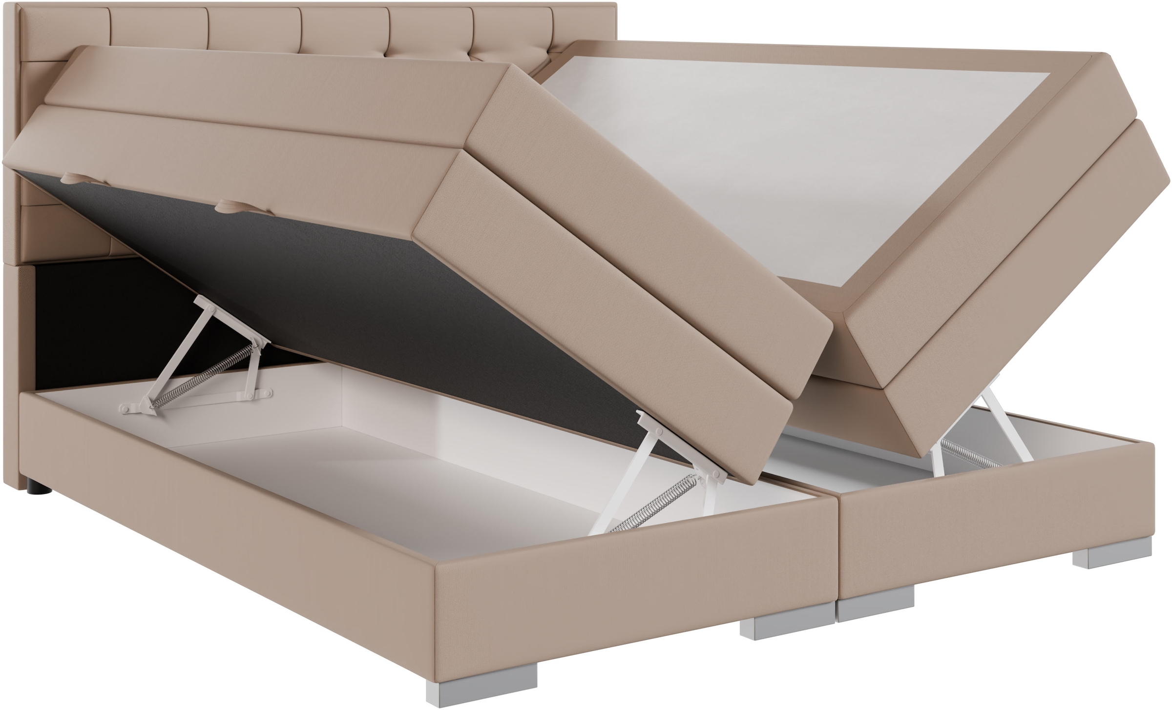 FORTE Boxspringbett »Lanciano inkl. zwei Bettkästen und Kaltschaum Topper« 7-Zonen-Taschenfederkernmatratze mit zwei Härtegraden (H2/H3),  erhältlich in den Breiten 140cm, 160cm & 180cm