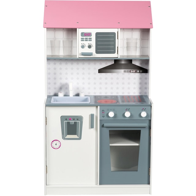kaufen mehrstöckigem Spielküche 2-in-1, roba® rosa«, mit Puppenhaus »Holzspielzeug, online