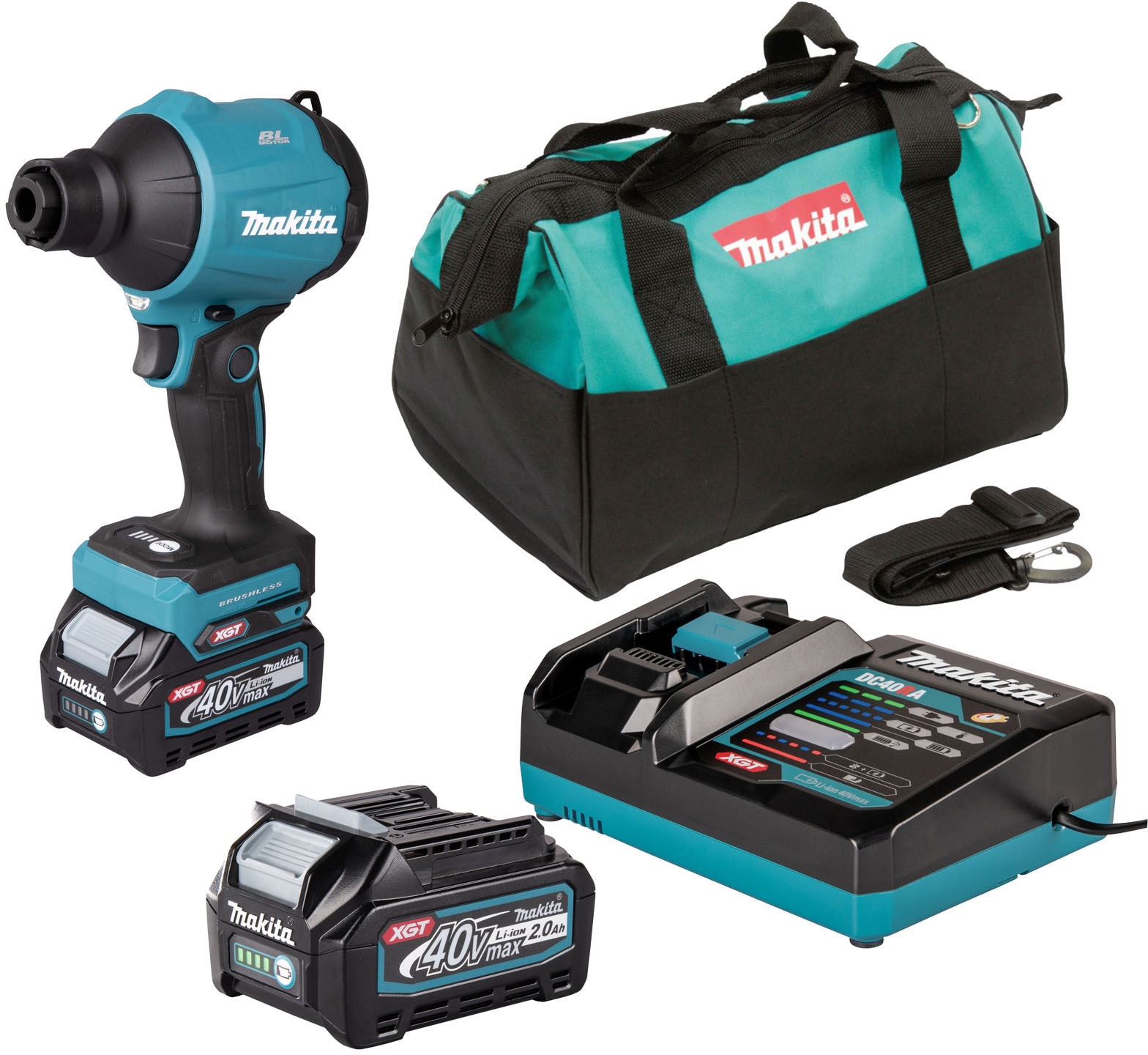 Makita Akku-Gebläse »»AS001GA102««, (2 St., XPT - Extreme Protection Technology, 40V max.), Inkl. Akku BL4020 und Schnellladegerät DC40RA