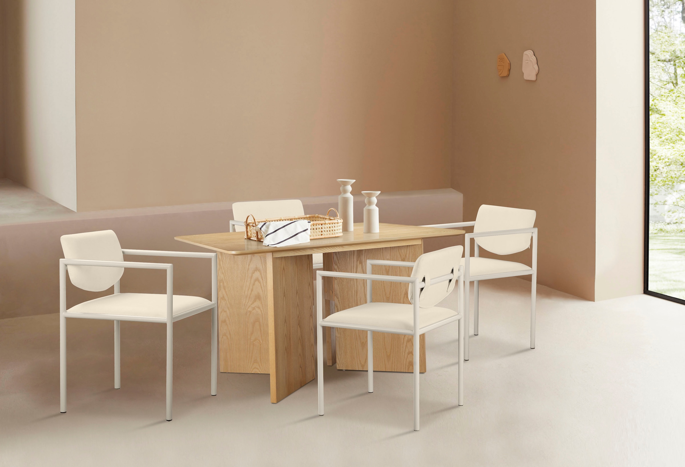 LeGer Home by Lena Gercke Esszimmerstuhl »Noelia, TOPSELLER!«, Feinstruktur, 2er Set, In 2 Gestellfarben auswählbar, Sitzhöhe 49 cm
