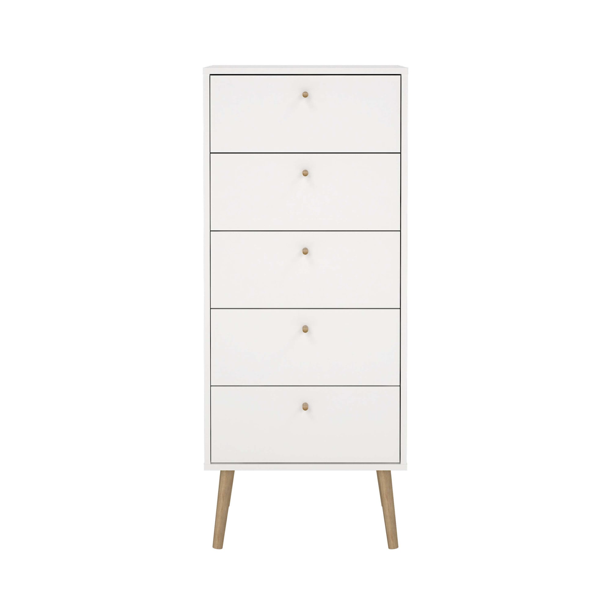 andas Highboard »Bodo, Hochkommode, Aufbewahrung, Stauraum«, mit 5 Schubladen, Beine und Griffe aus Echtholz, Breite 50 cm