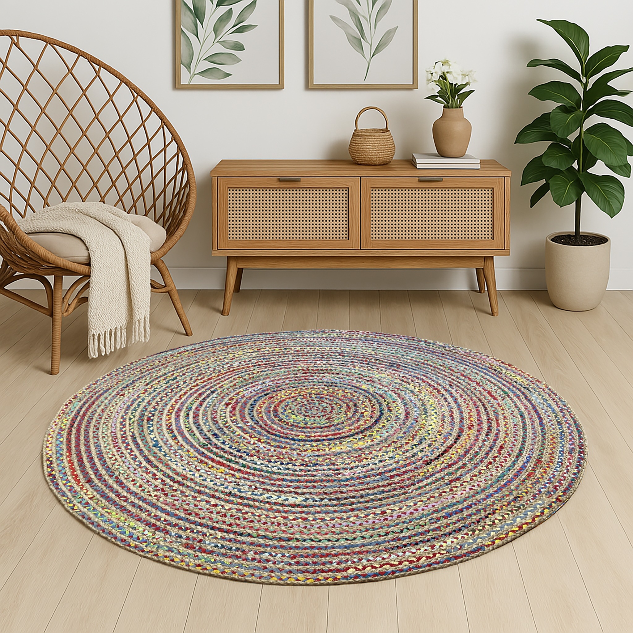 Myflair Möbel & Accessoires Teppich »Boho Breeze«, rund, 10 mm Höhe, Jutete günstig online kaufen