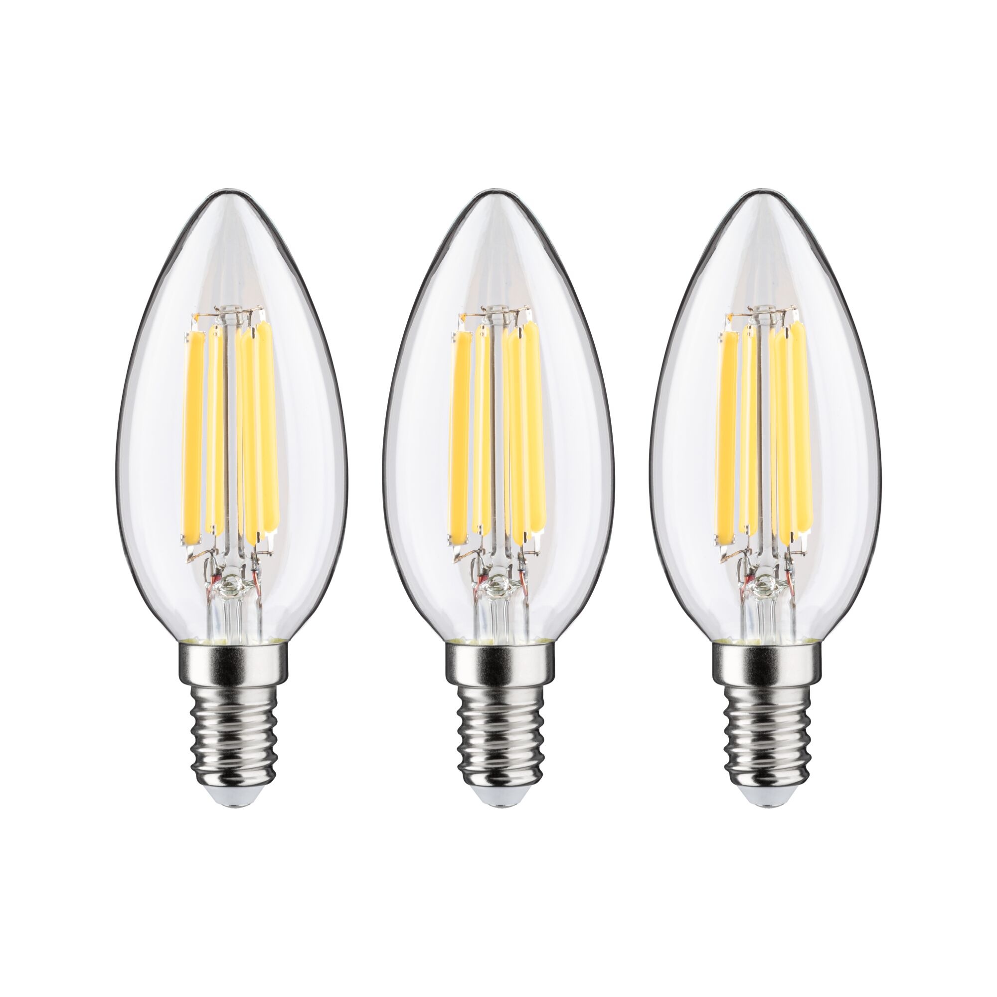 Paulmann LED-Leuchtmittel »Eco-Line Filament 230V LED Kerze E14 3er-Pack 525lm 2,5W 3000K Klar«, E14, 3 St., Warmweiß