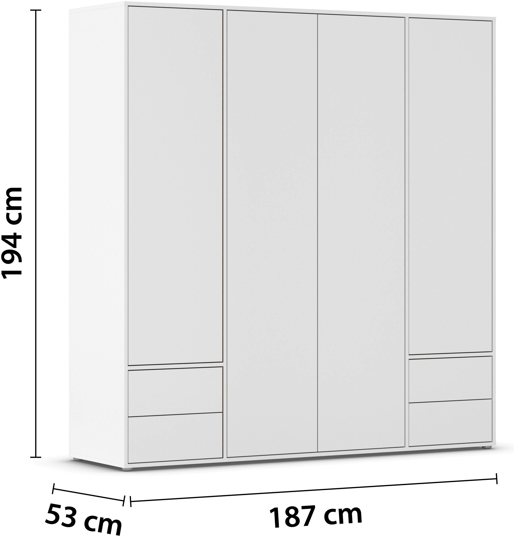 rauch Drehtürenschrank »Kleiderschrank Schrank Garderobe Wäscheschrank NABILA viel Stauraum«, (in 3 verschiedenen Ausstattungen BASIC/CLASSIC/PREMIUM), mit 2 Schubladen und Push-to-Open Funktion TOPSELLER MADE IN GERMANY