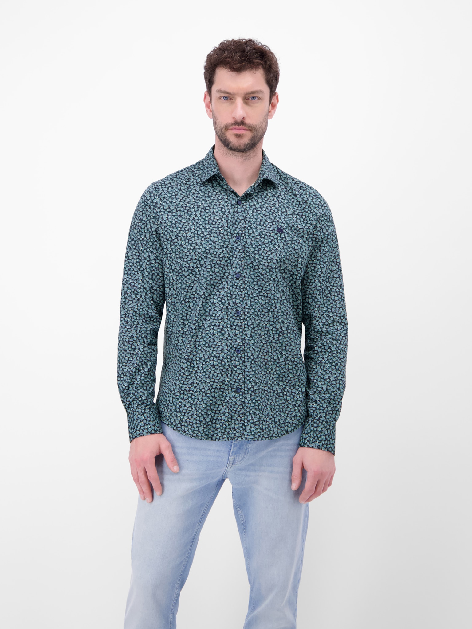 LERROS Langarmhemd mit Allover-Minimal-Print