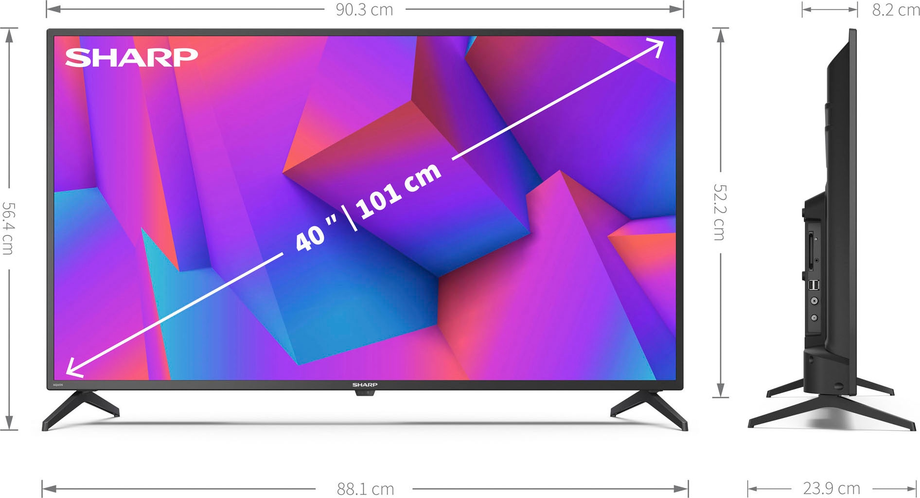 Sharp LED-Fernseher »2T-C40FEx«, 101 cm/40 Full Rechnung kaufen auf Zoll, HD, Smart-TV
