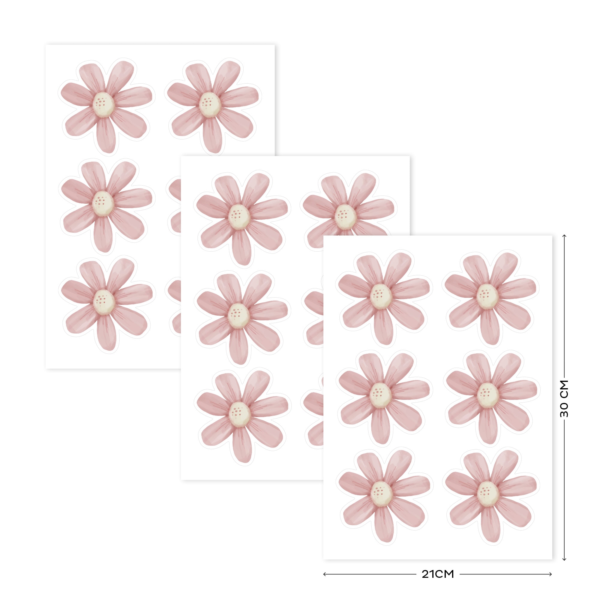 LITTLE DUTCH Wandtattoo »Wandsticker Set Fairy Garden Flowers A4 (3x St.)«, (Set, 3 St.), 3x A4-Format