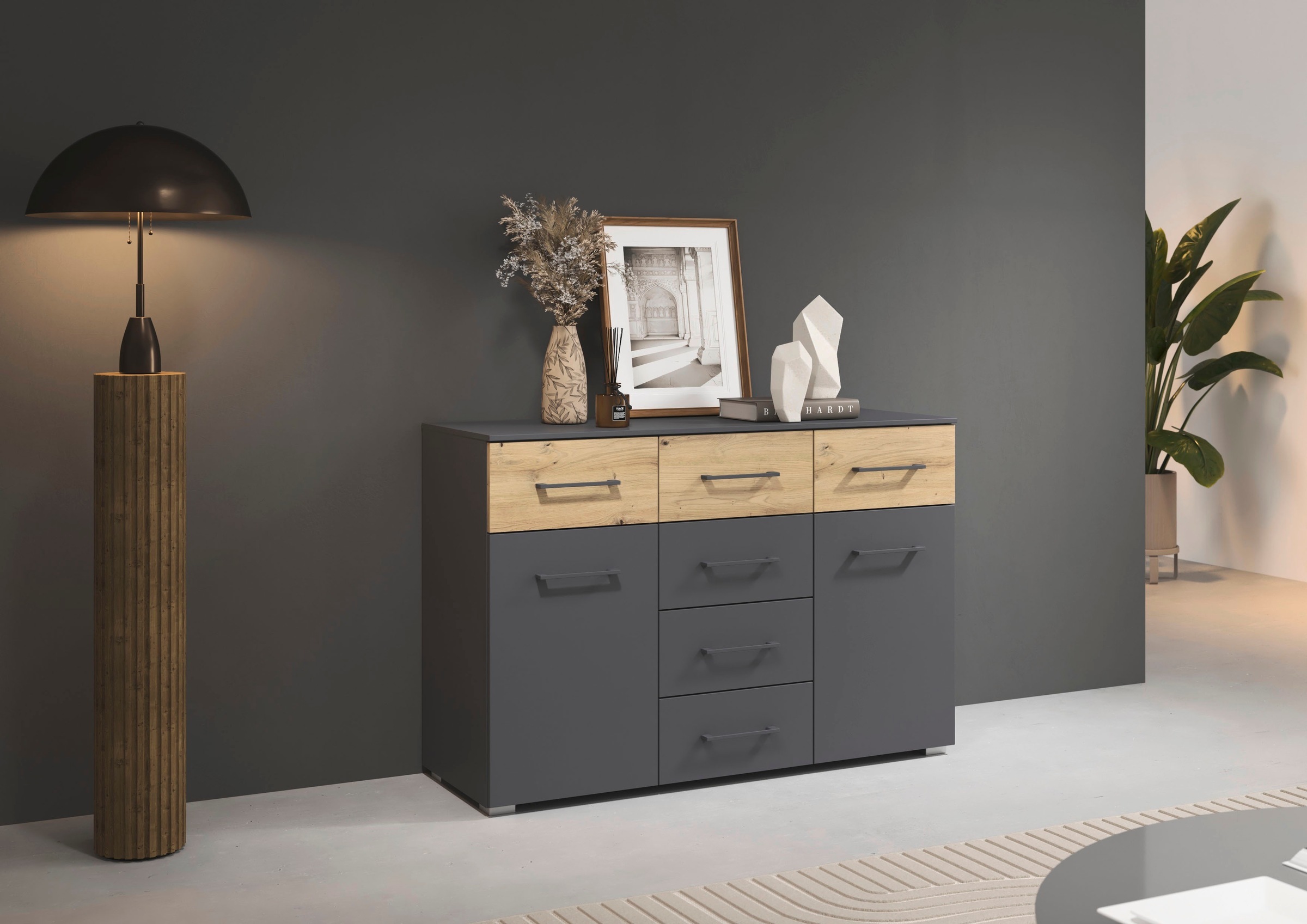 rauch Kombikommode »Sideboard Kommode Schubladenkommode Türenkommode BOSTON-EXTRA« B/H/T: 120/81/42 cm,  mit 6 geräumigen Schubladen, Einlegeböden verstellbar MADE IN GERMANY