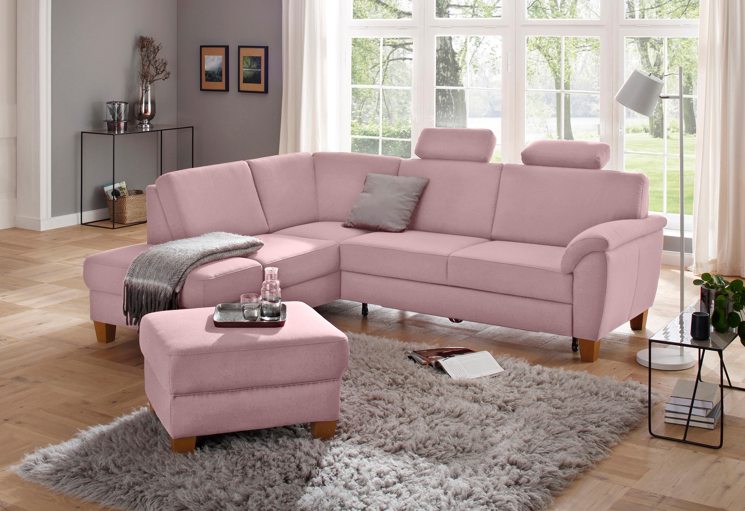 Home affaire Ecksofa "Alta L-Form", mit Federkern und Kontrastnaht, Füße Bu günstig online kaufen