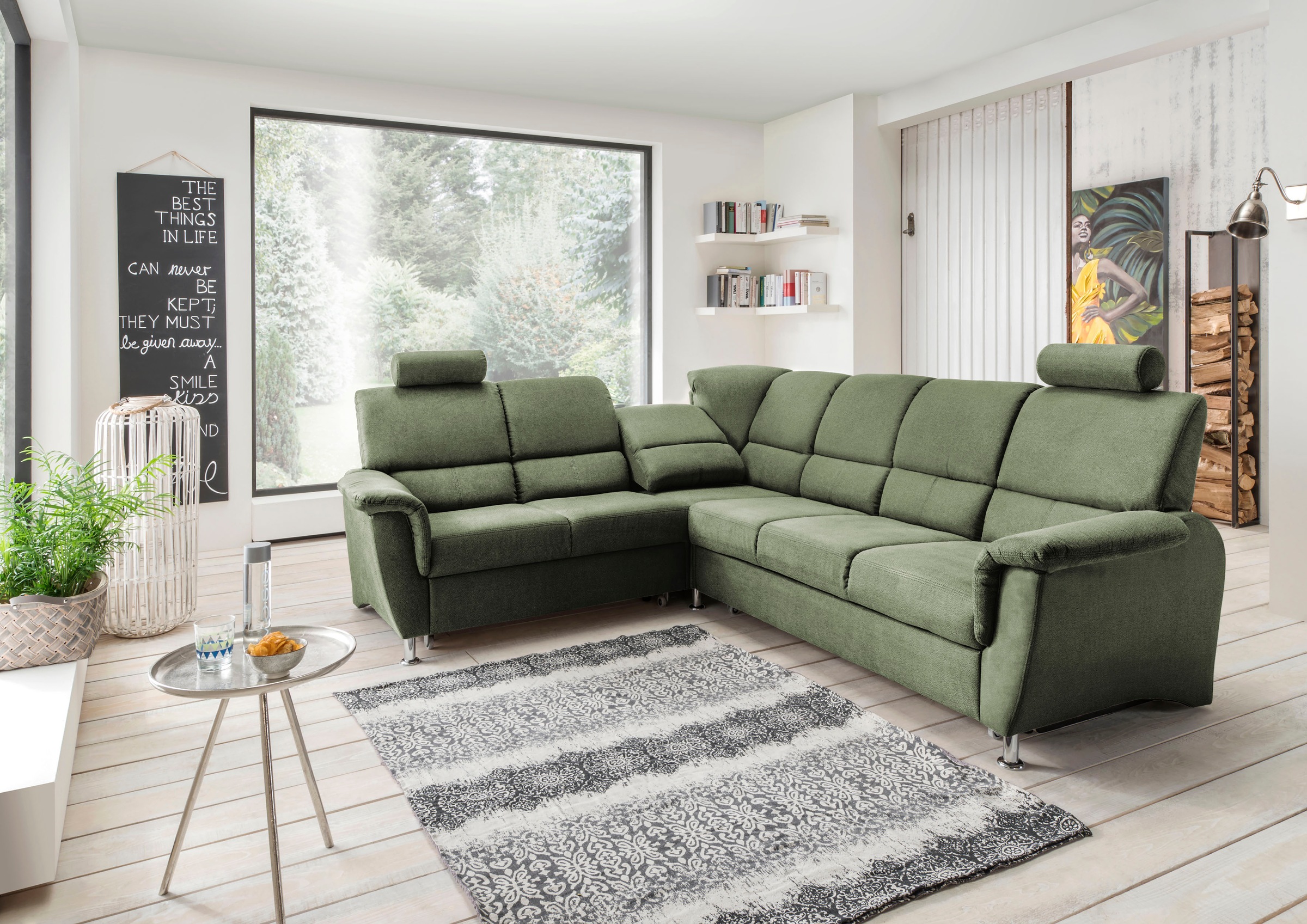 Home affaire Ecksofa »Pisa L-Form, mit Schlaffunktion, Stauraum, 2x höhenve günstig online kaufen
