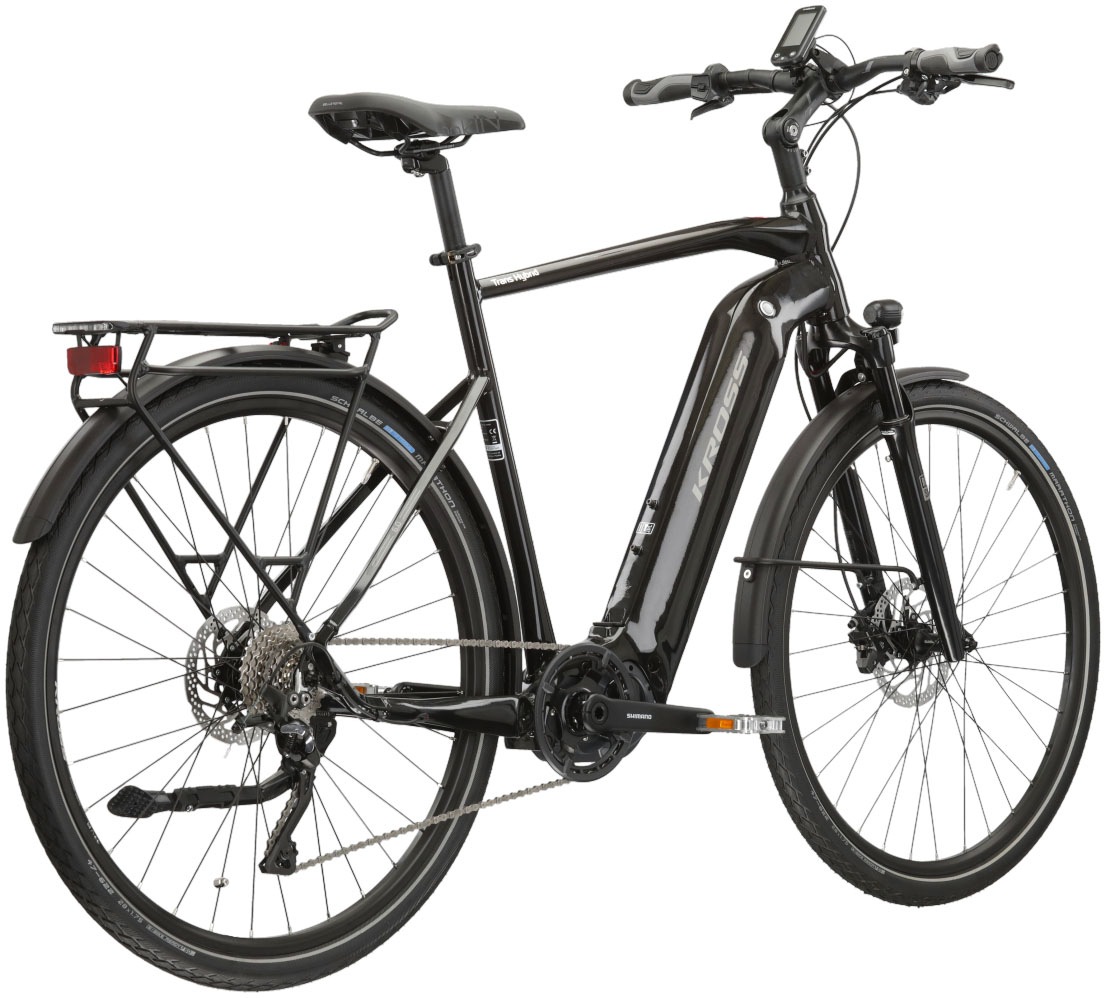 Kross E-Bike »E-Trekkingrad Trans Hybrid 6.0 28 Zoll schwarz«, 10 Gang, Shimano, DEORE XT T8000, Mittelmotor 250 W, Pedelec, Elektrofahrrad für Herren