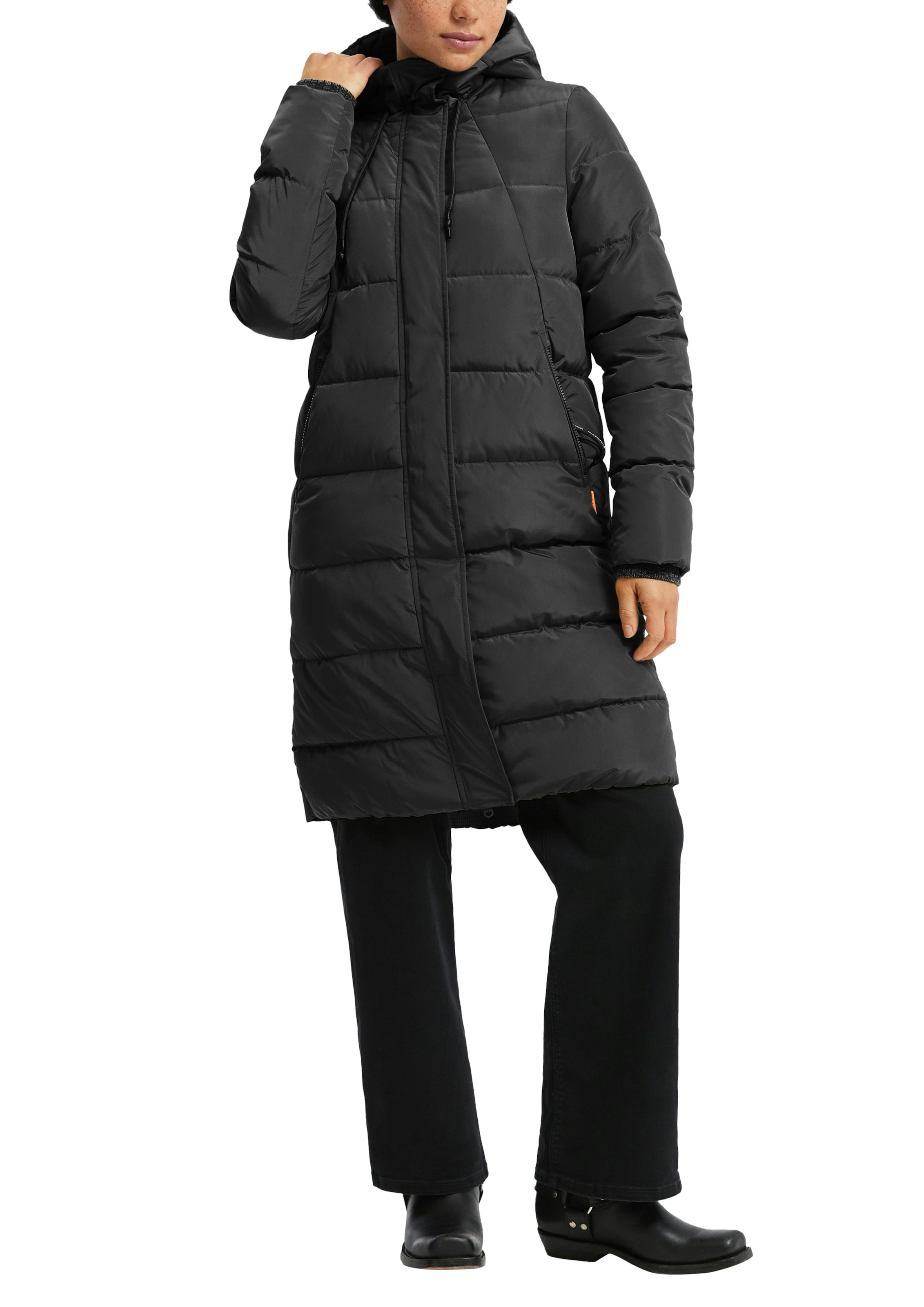 QS Steppjacke mit Kapuze lang, mit Kapuze