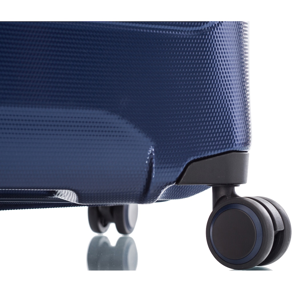 Heys Hartschalen-Trolley »Eco Case, 53 cm, Navy Blau«, 4 Rollen, Handgepäck-Koffer Reisegepäck zum Teil aus recyceltem Material