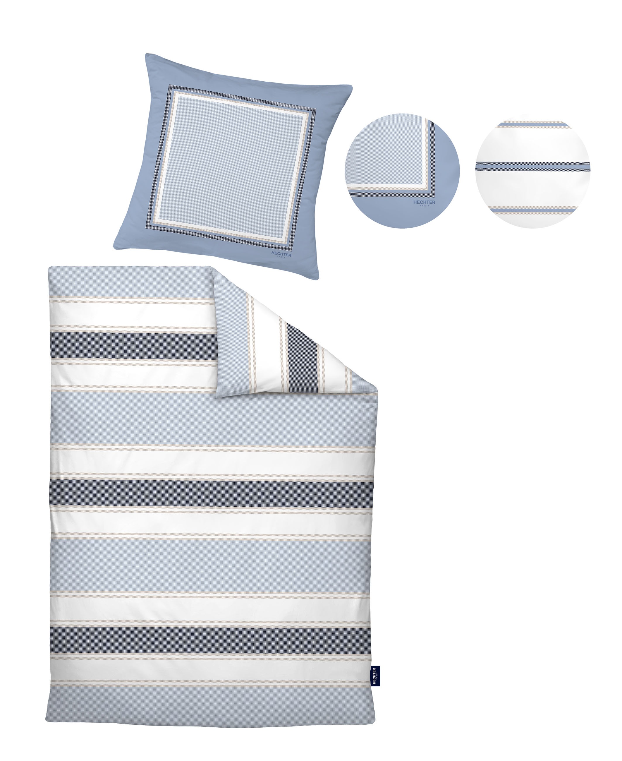 HECHTER PARIS Wendebettwäsche »0041305« 2 Stk. tlg. hautsympathisch, 100% Baumwolle, Reißverschluss, ganzjährig, LOGO