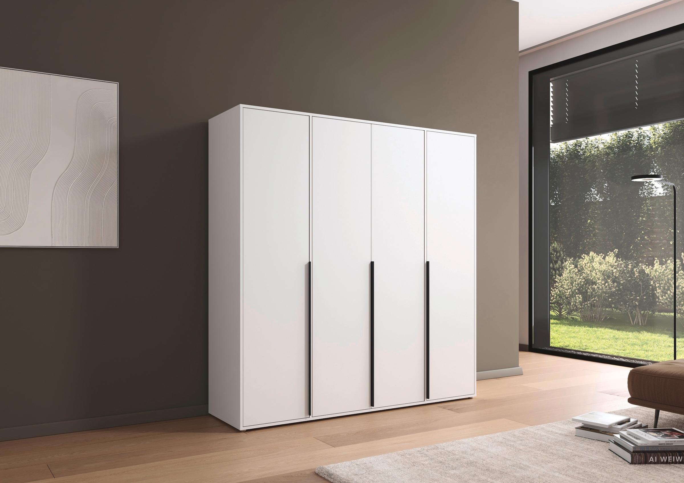 rauch Drehtürenschrank »Kleiderschrank Schrank Garderobe Wäscheschrank NAGATA viel Stauraum«, (in 3 verschiedenen Ausstattungen BASIC/CLASSIC/PREMIUM), mit modernen Stangengriffen in Graumetallic TOPSELLER MADE IN GERMANY
