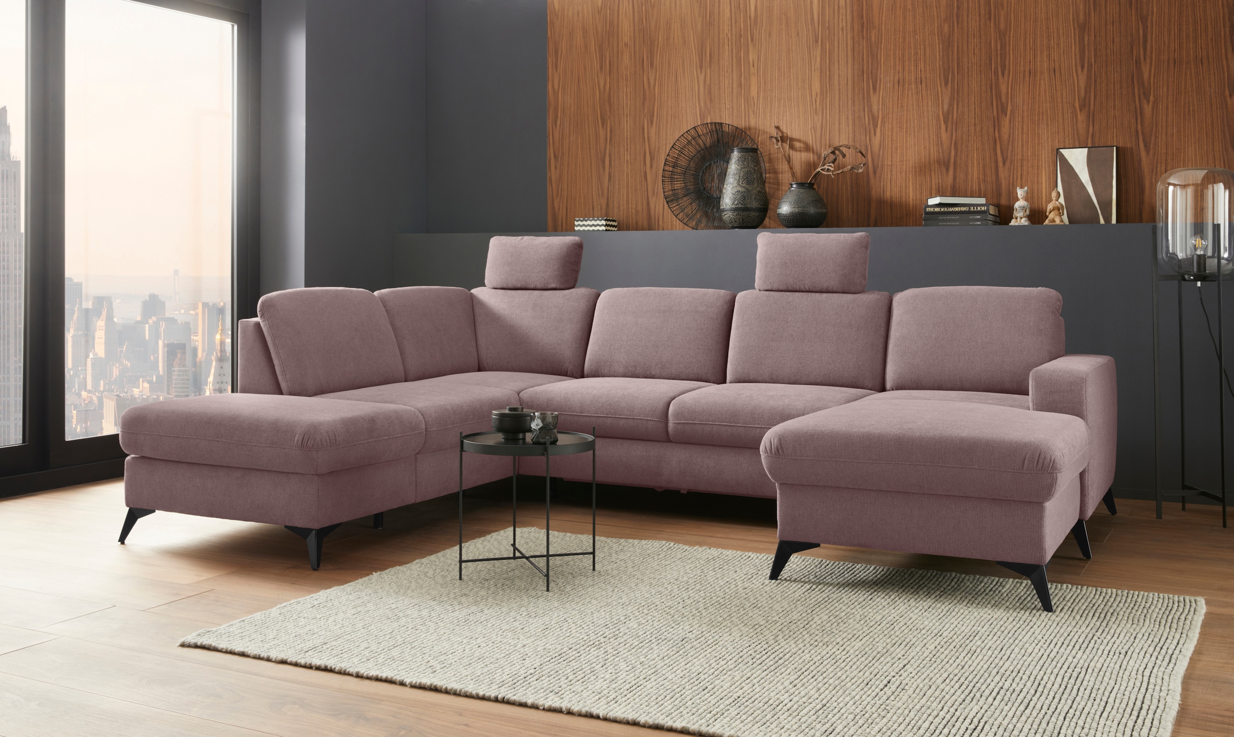 Home affaire Wohnlandschaft »Lolland U-Form« Wahlweise mit Bettfunktion und günstig online kaufen