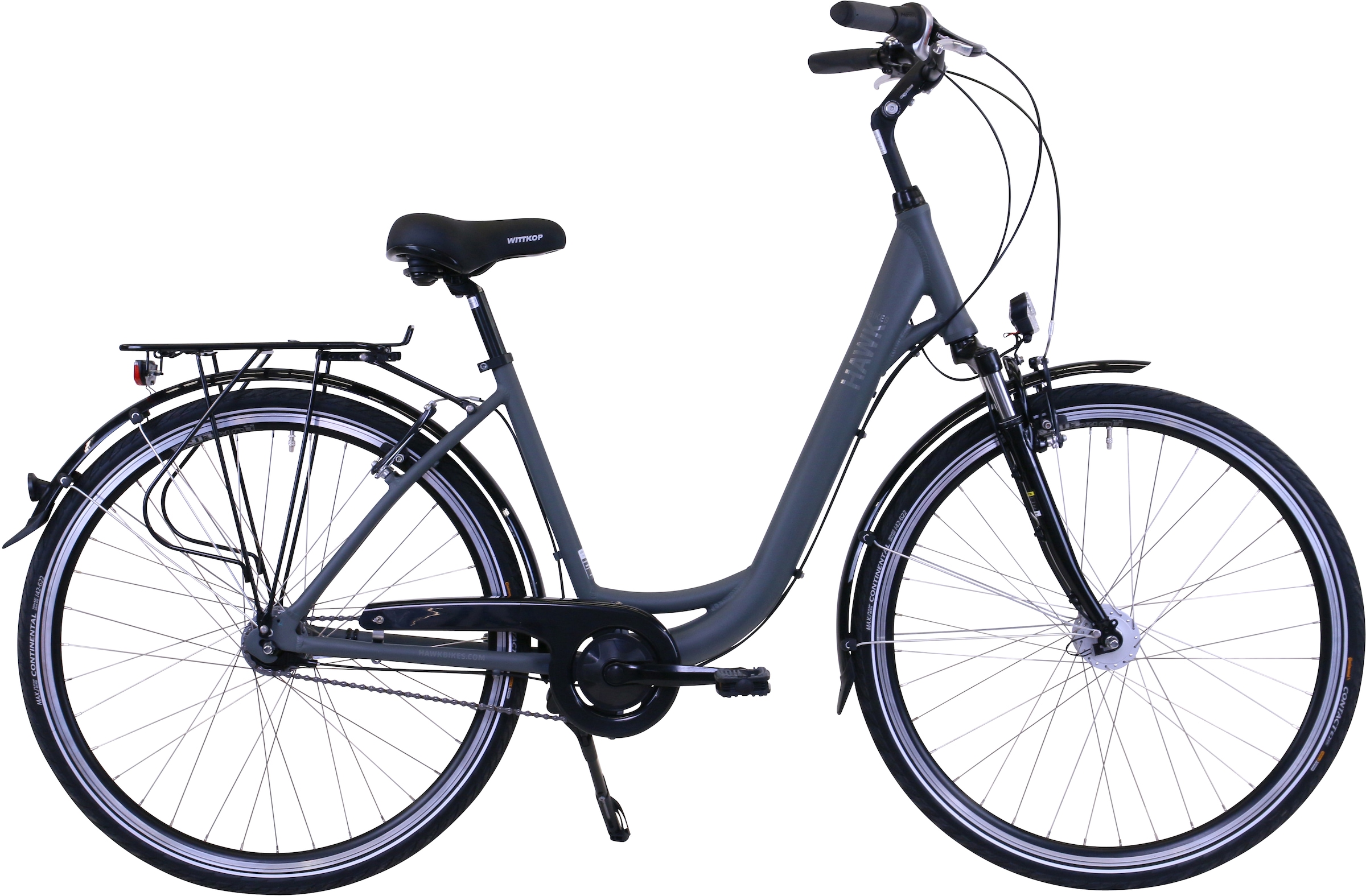 Bild von HAWK Bikes Cityrad »HAWK City Wave Deluxe Grey«, 7 Gang, Shimano, Nexus Schaltwerk, für Damen und Herren