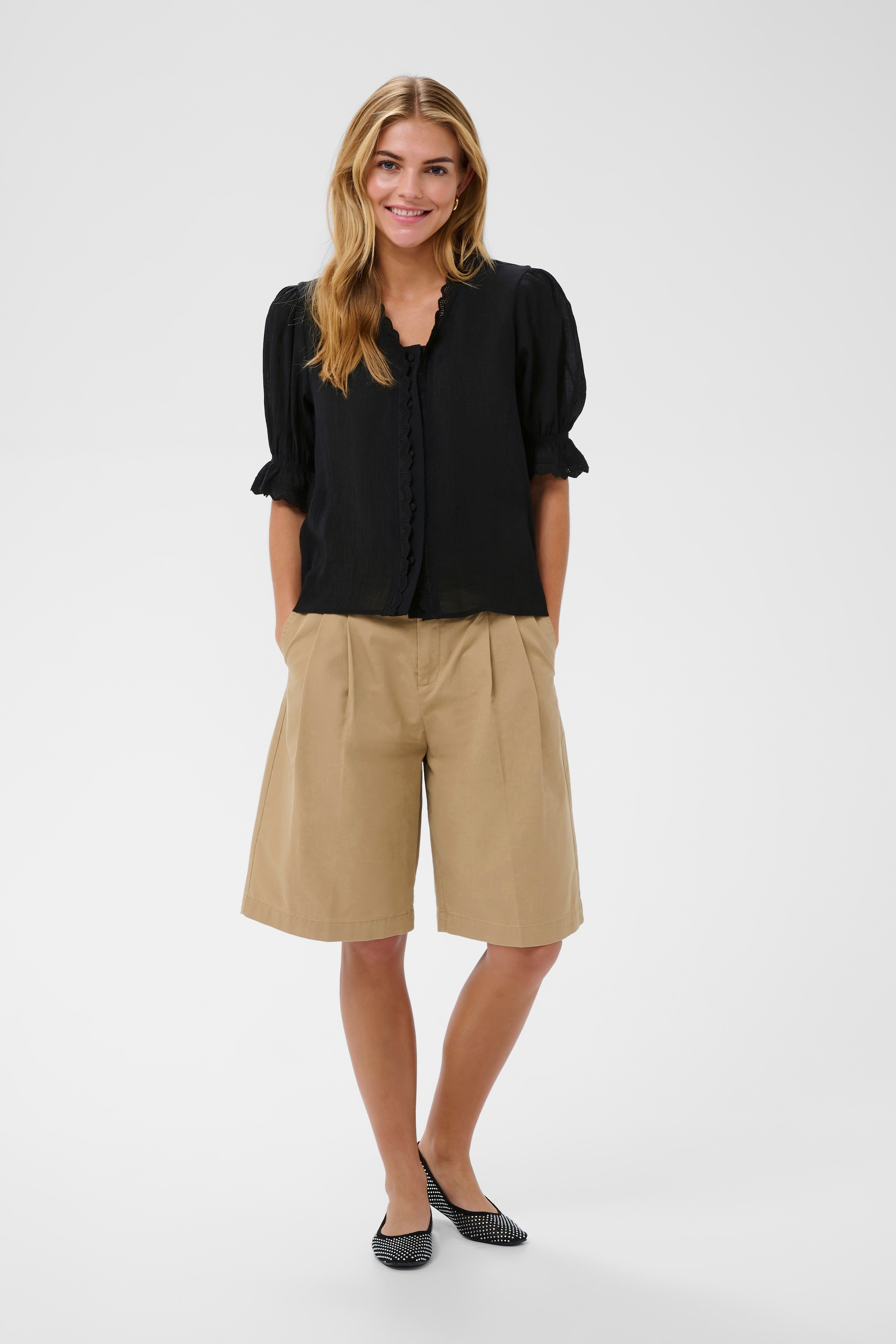 Saint Tropez Kurzarmbluse »KristelSZ Shirt« Viskosemischung, mit Spitze