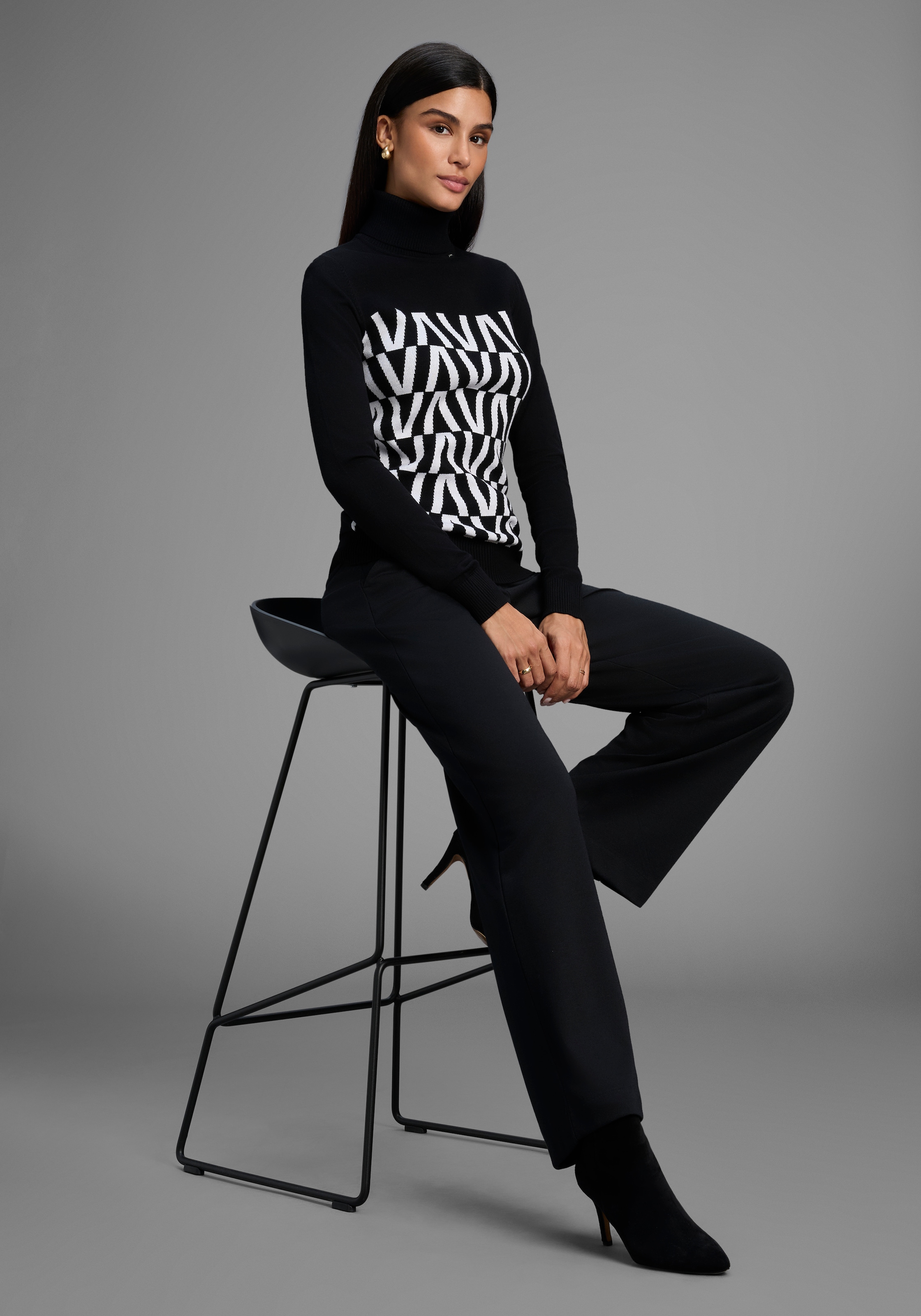 Bruno Banani Stehkragenpullover, in grafischem Strickmuster - NEUE KOLLEKTION