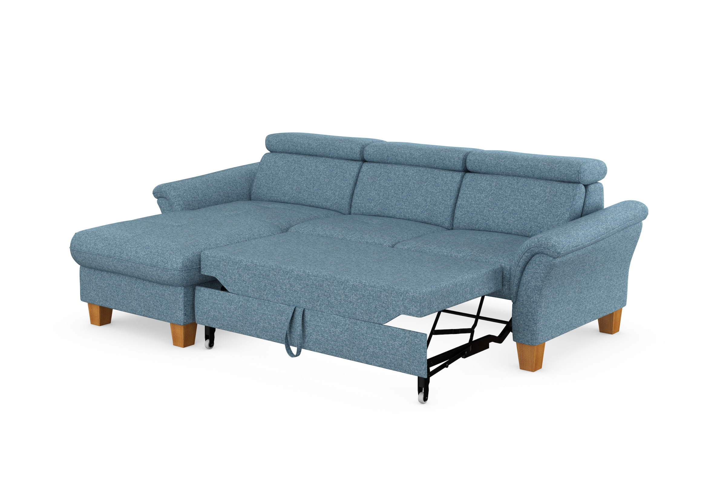 Home affaire Ecksofa »Lindgren L-Form«, wahlweise mit Bett mit klappbaren Rollen, Kasten und Kopfverstellung