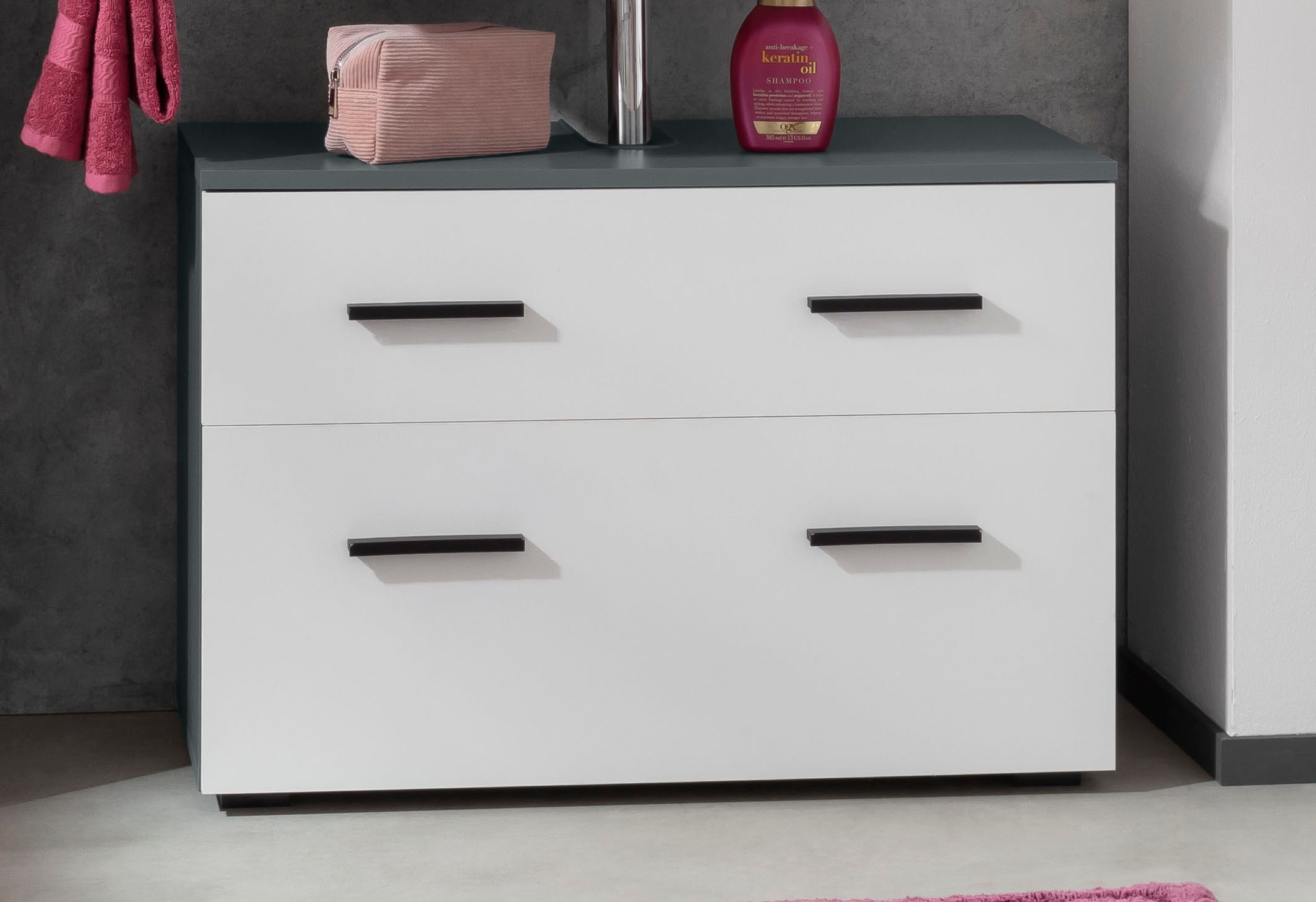 INOSIGN Waschbeckenunterschrank Skara mit Klappe und Schubkasten, schwarze günstig online kaufen