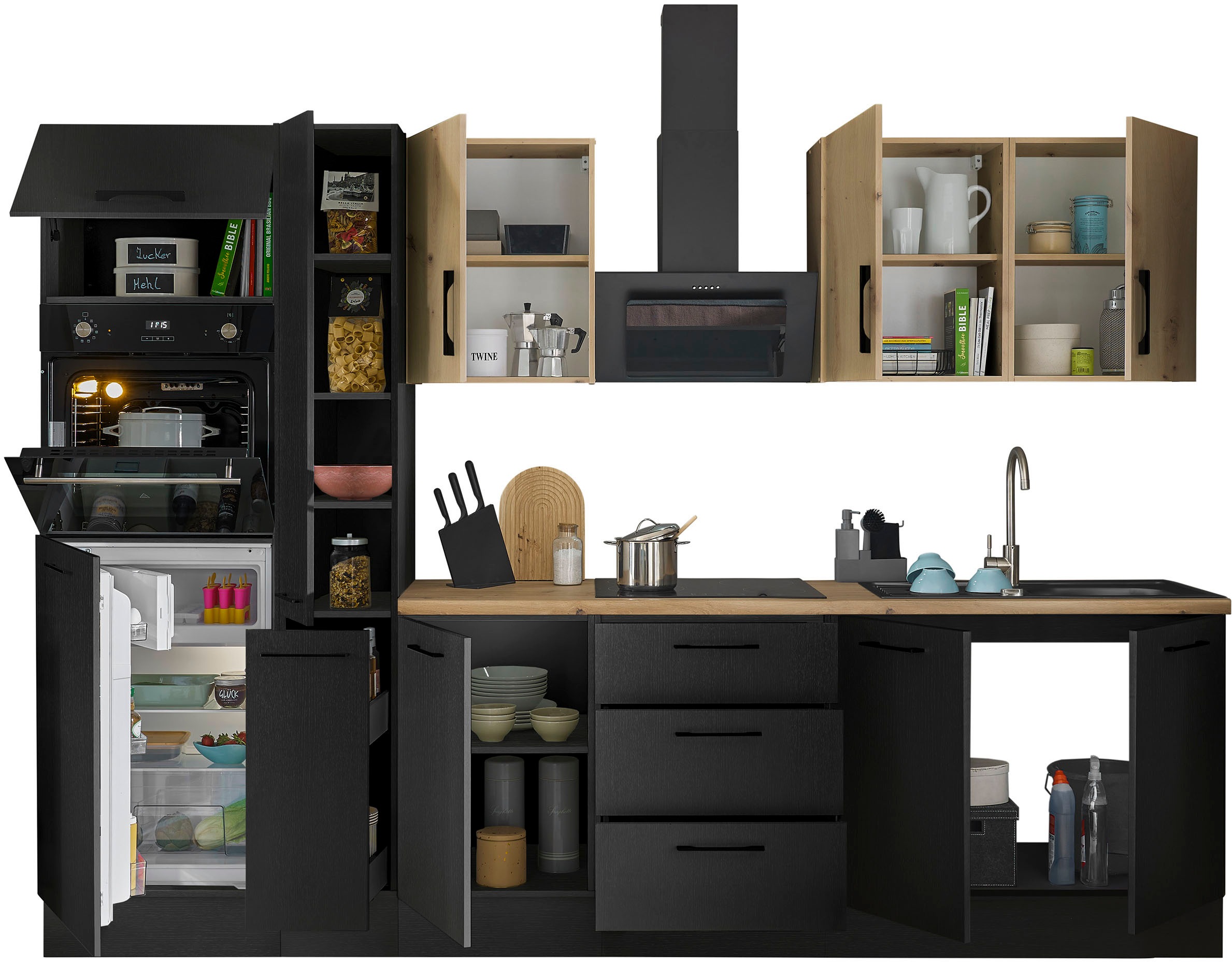 BASIC by Balculina Küchenzeile »Turin«, Breite 300 cm, wahlweise mit E-Geräten