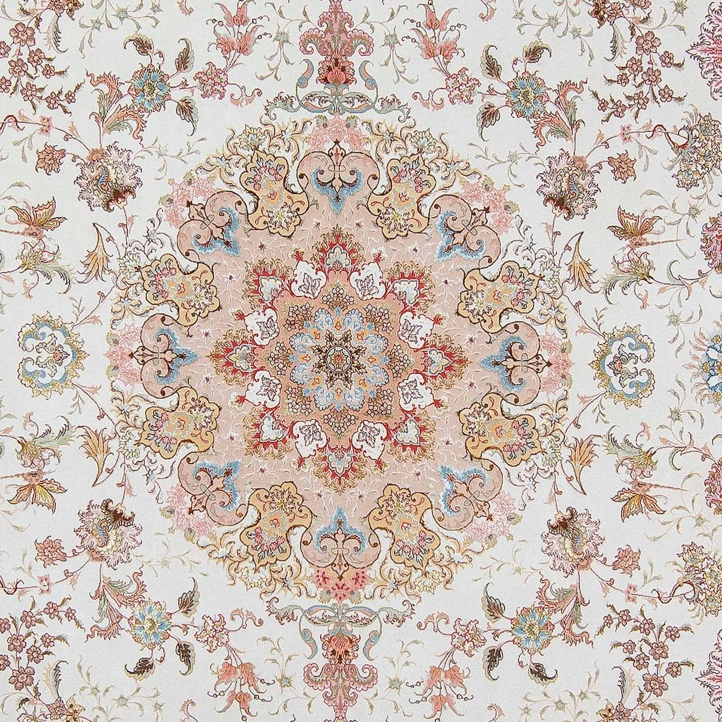 morgenland Orientteppich »Perser - Täbriz - Premium- 340 x 246 cm - beige«, rechteckig, Wohnzimmer, Handgeknüpft, Einzelstück mit Zertifikat
