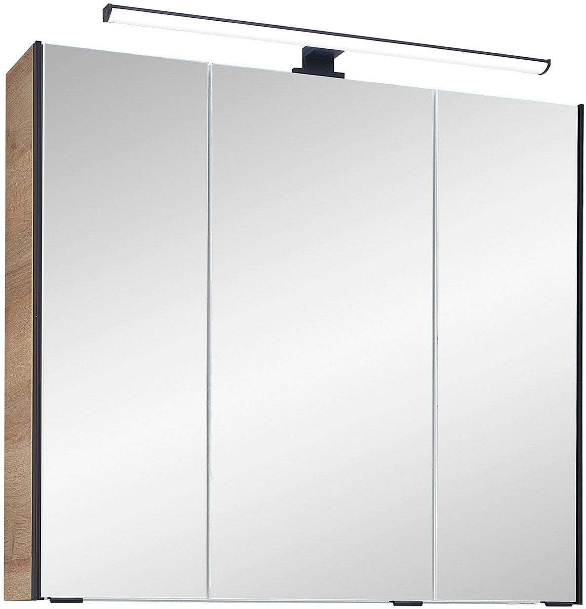 Saphir Badmöbel-Set »Quickset 395 3-teilig, Keramikwaschtisch mit LED-Spiegelschrank«, (5 St.), Midischrank, inkl. Türdämpfer, 5 Türen, 3 Schubladen, Bad-Set