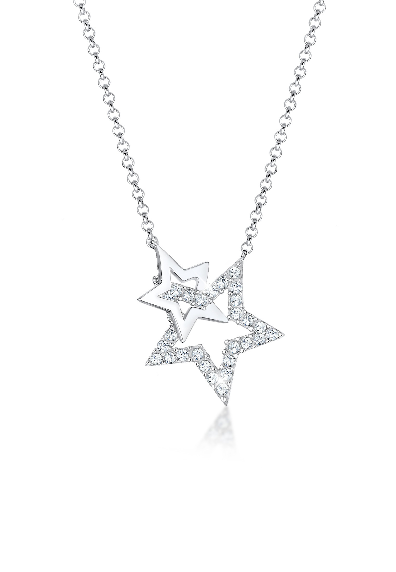 Elli Collierkettchen »Stern Glas Kristalle Weiß 925 Sterling Silber«