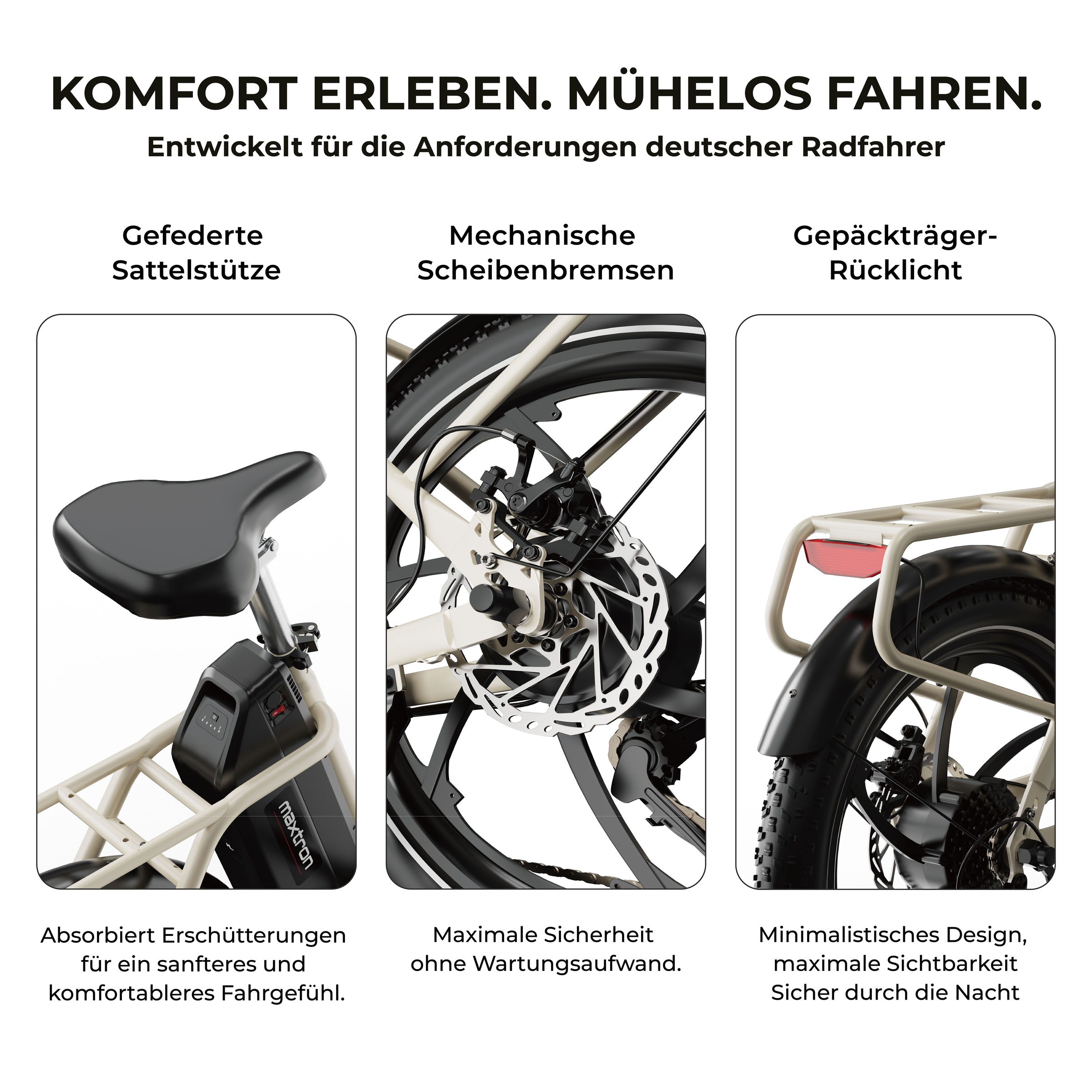 Maxtron »Maxtron MULE Klapprad« 7 Gang Shimano ALTUS Schaltwerk Kettenschaltung 350 W Packung,  Stadt & Abenteuer: 20" Fatbike mit XXL 20Ah Akku.