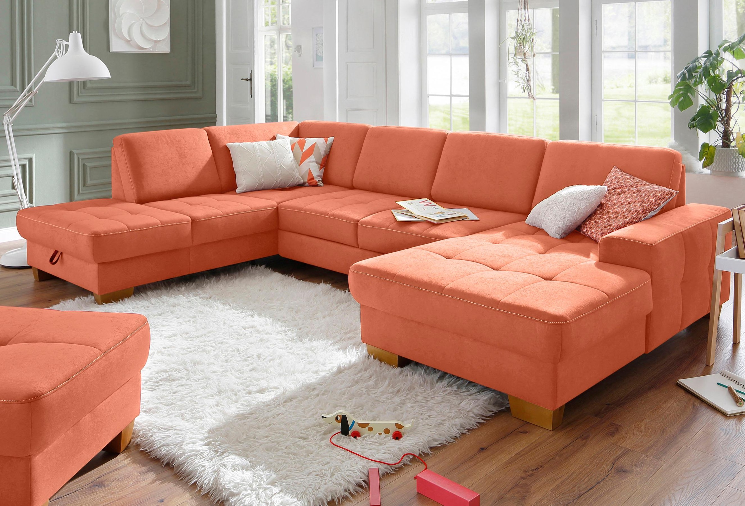 Home affaire Wohnlandschaft »Puccini U-Form« mit Federkern, Sitztiefenverst günstig online kaufen