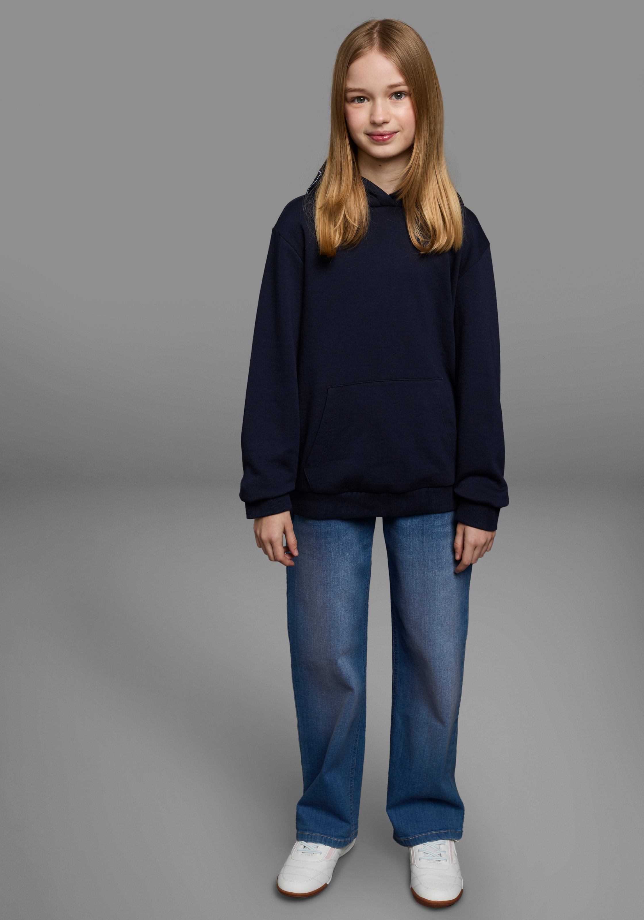 KIDSWORLD Kapuzensweatshirt », Hoodie mit Print auf der Kapuze« Langarm,  weite Passform,  stylischer Druck,  Basic-Stil