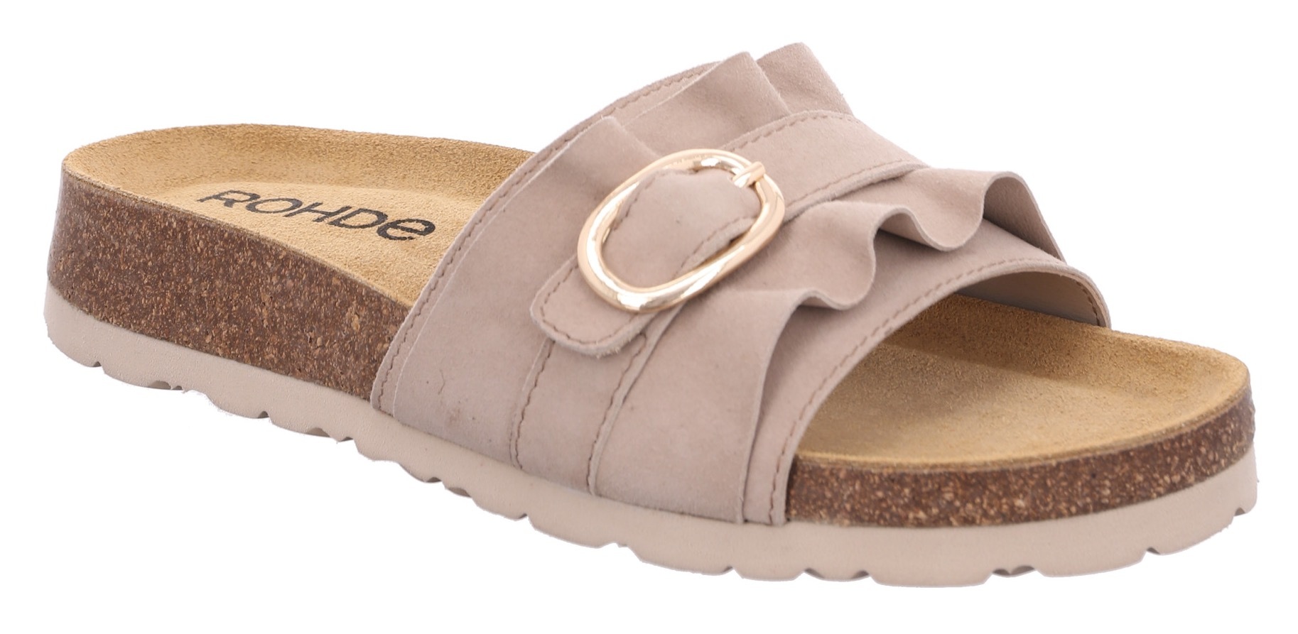 ROHDE Pantolette »MILANO« Sommerschuh, Strandschuh, Schlappen, Hausschuh mit Softfußbett hellbeige 37 37 Sommerliche Pantolette zum Schlupfen
