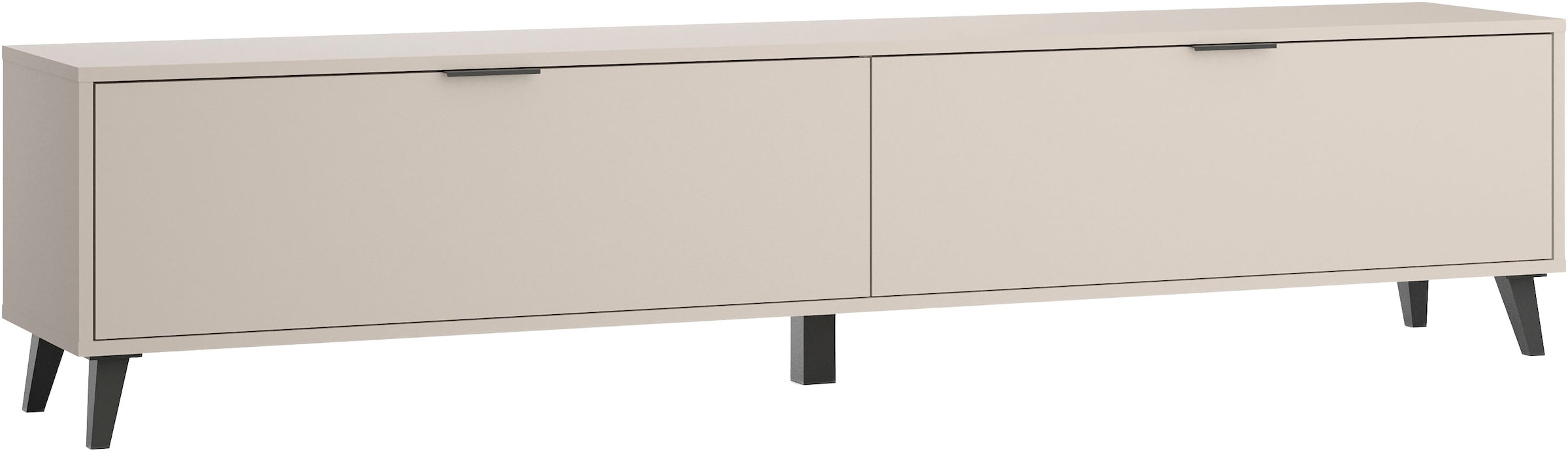 OTTO home Lowboard »Oslo, B/H/T: 180/40/33 cm« 2 Klappen, schwarze Metallgriffe, schwarze Füße