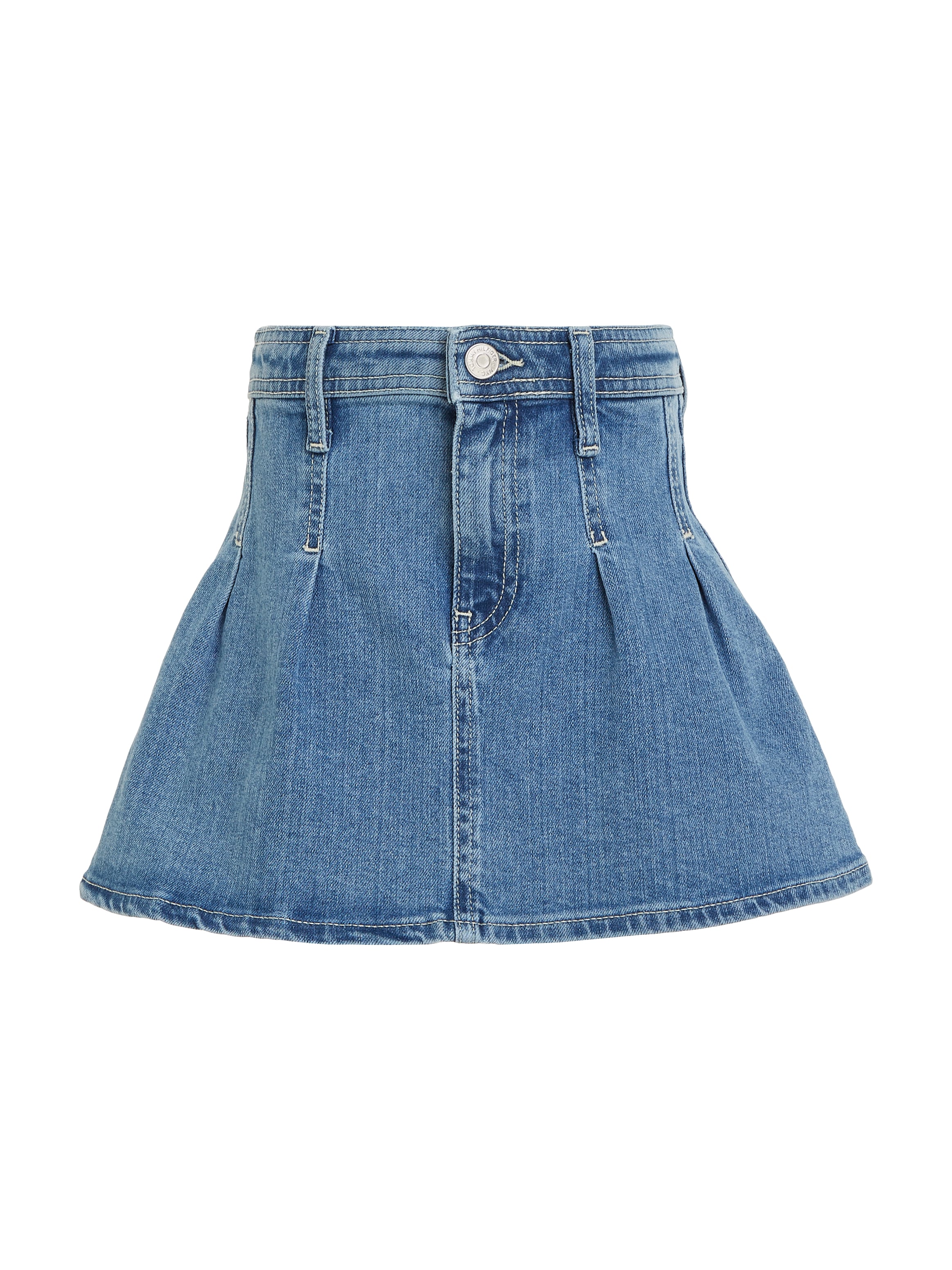 Tommy Hilfiger Jeansrock »PLEATED DENIM SKIRT«, Webrock in blauer Waschung