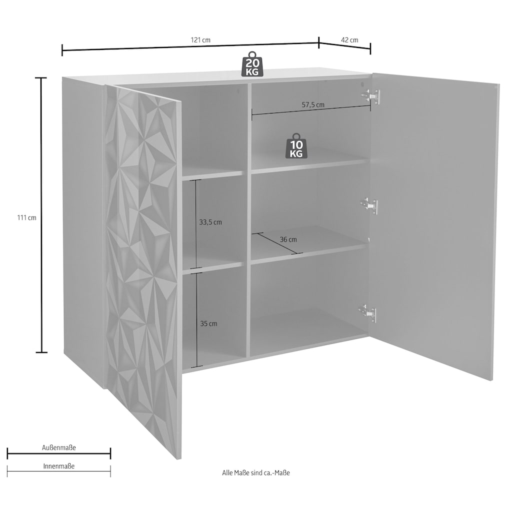 LC Highboard »Prisma«, Breite 121 cm, 2-türig