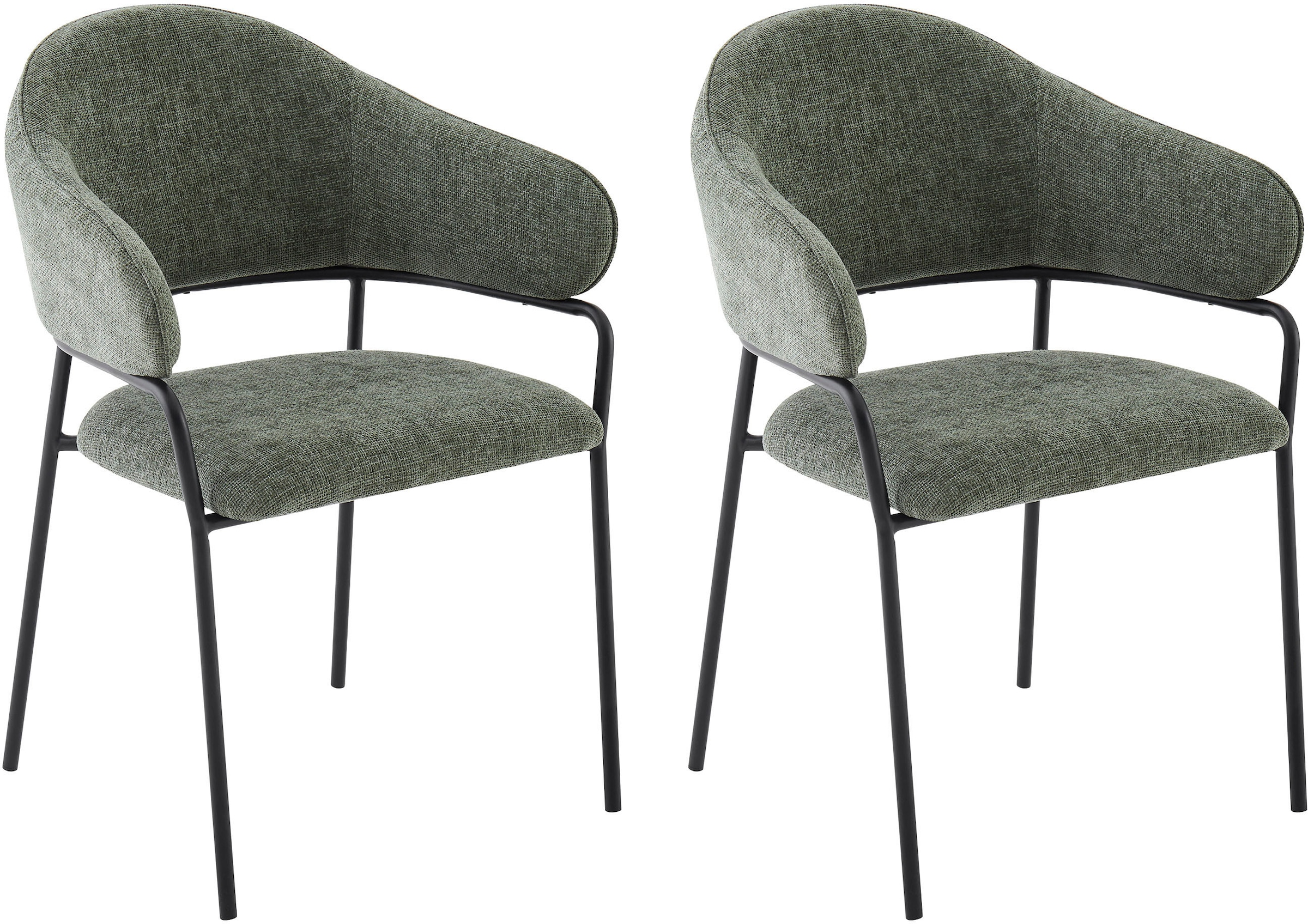 byLIVING Esszimmerstuhl »Curve« (Set) 2 Stk. Webstoff moderner Stoff Stuhl günstig online kaufen